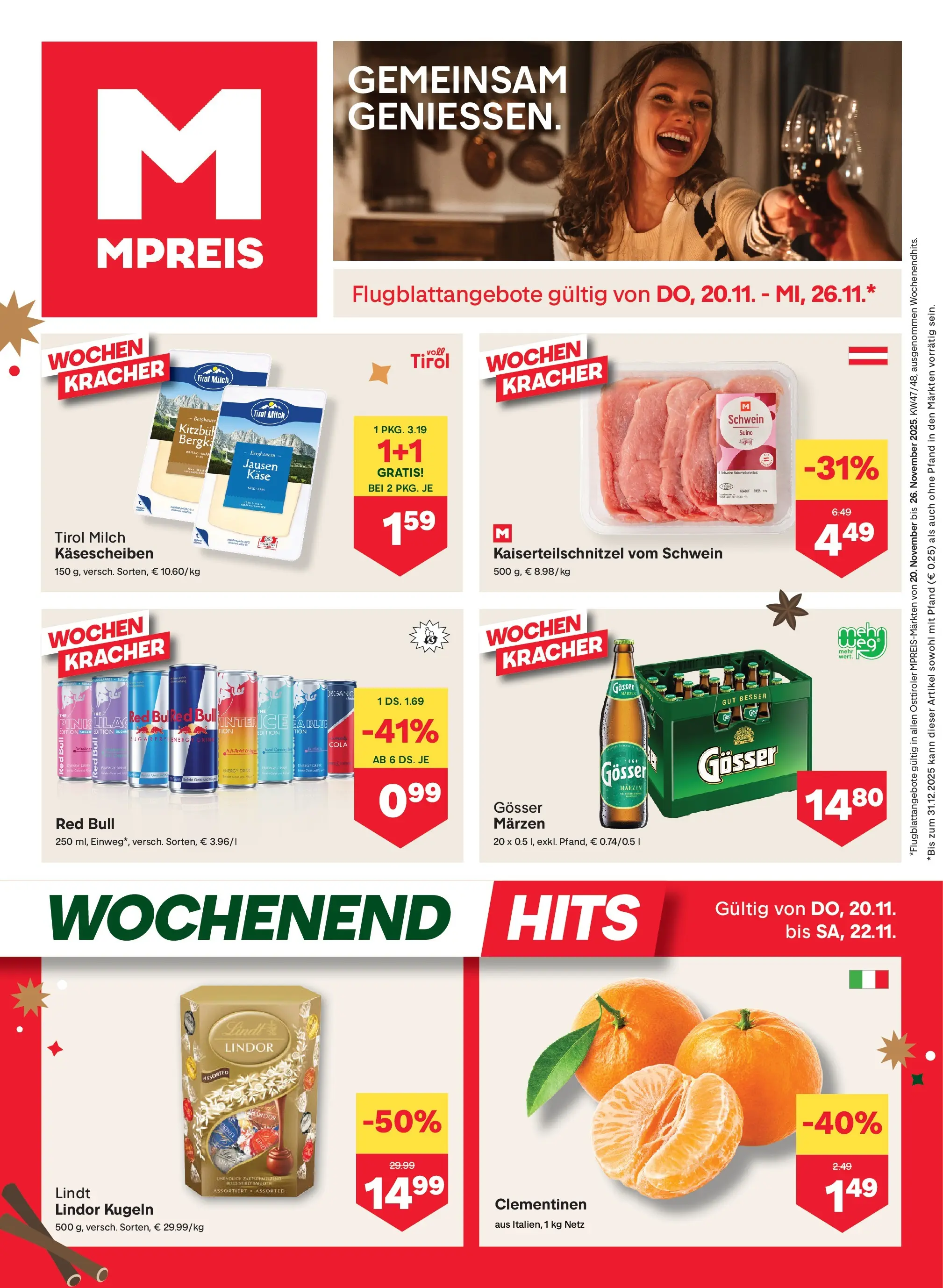 MPREIS Sillian von 20.11.2025 - Aktuelle Angebote | Seite: 1 | Produkte: Milch, Käse