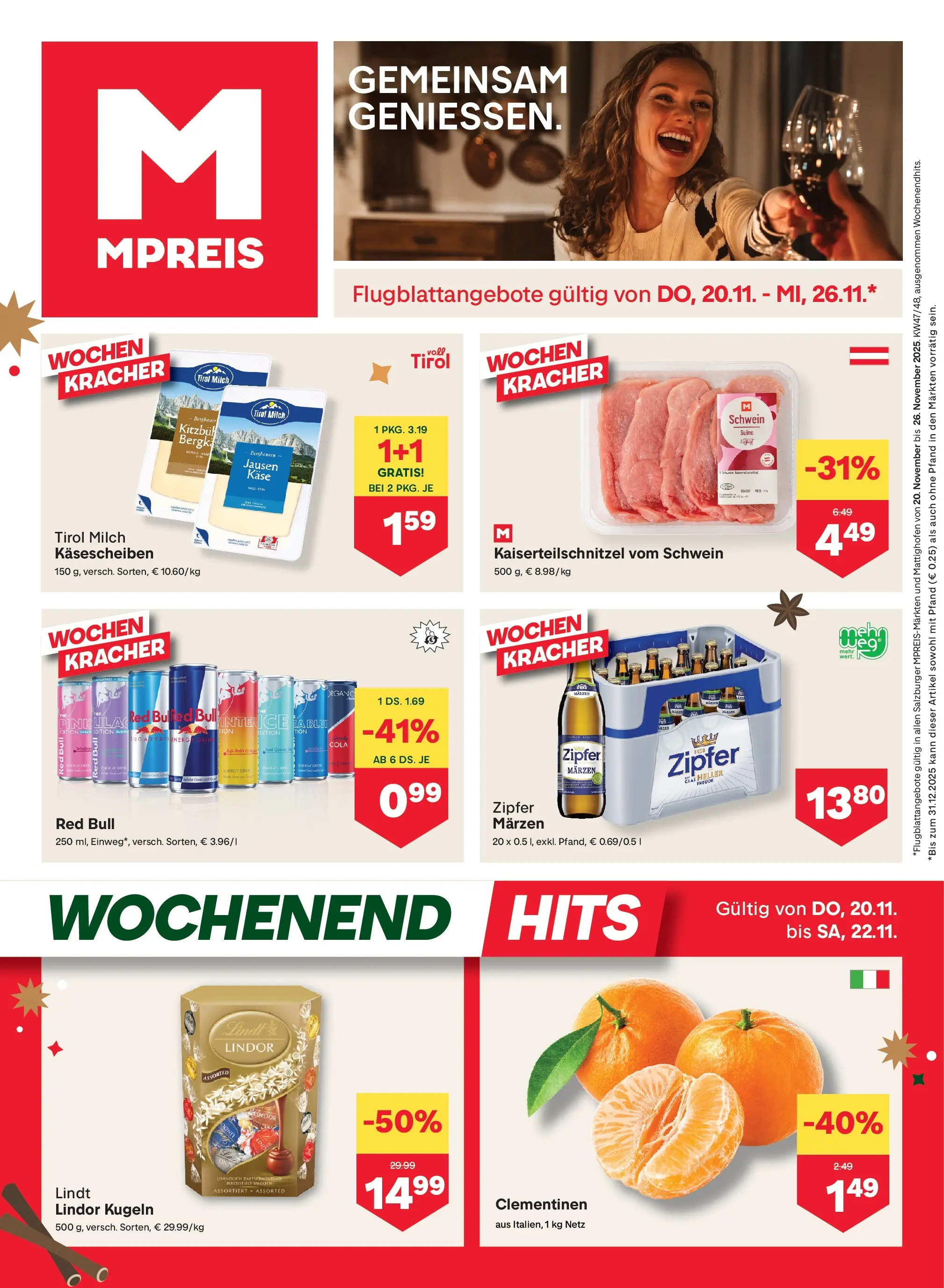 MPREIS Altenmarkt von 20.11.2025 - Aktuelle Angebote | Seite: 1 | Produkte: Milch, Käse