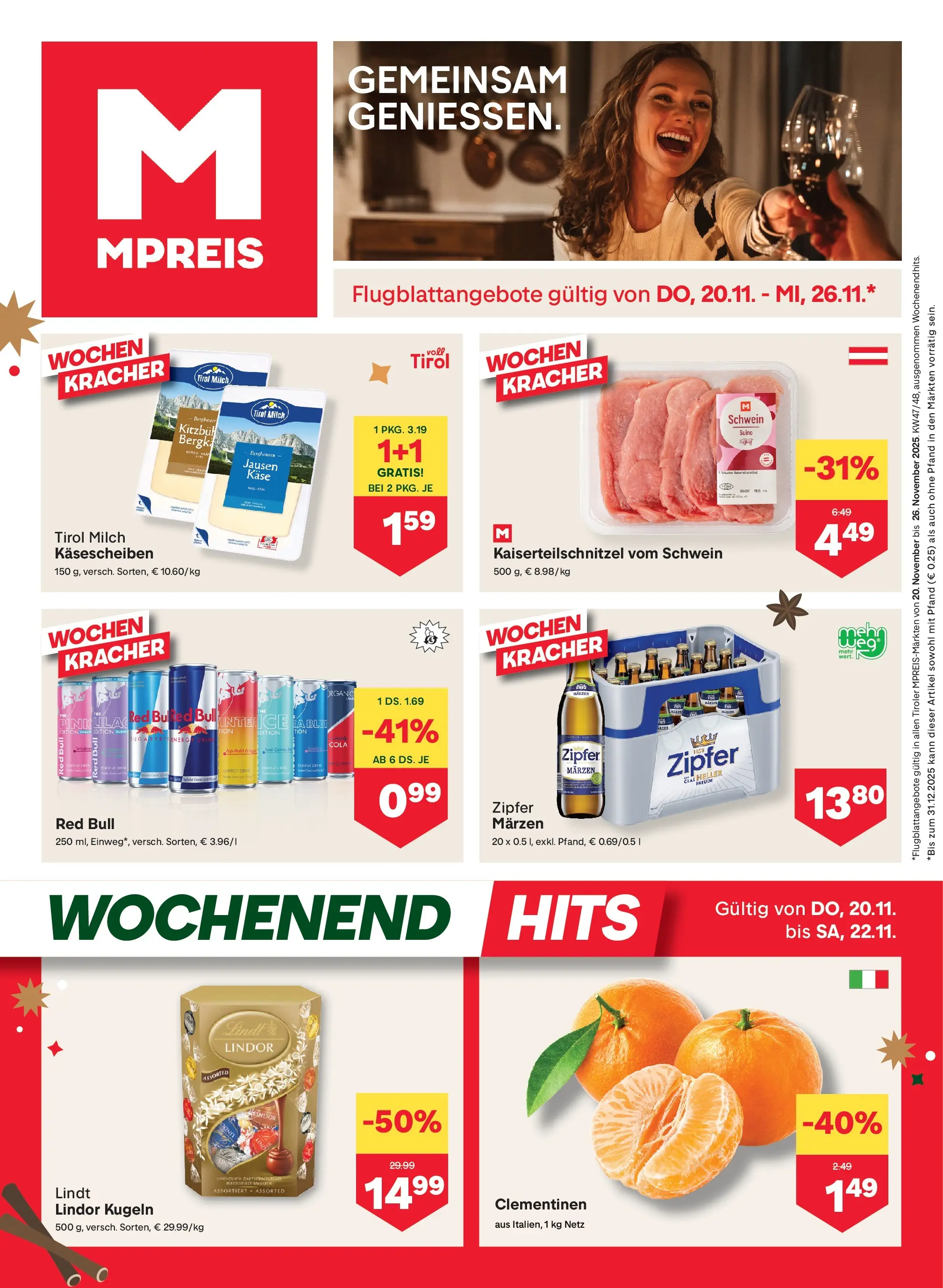 MPREIS Pfunds von 20.11.2025 - Aktuelle Angebote | Seite: 1 | Produkte: Milch, Käse