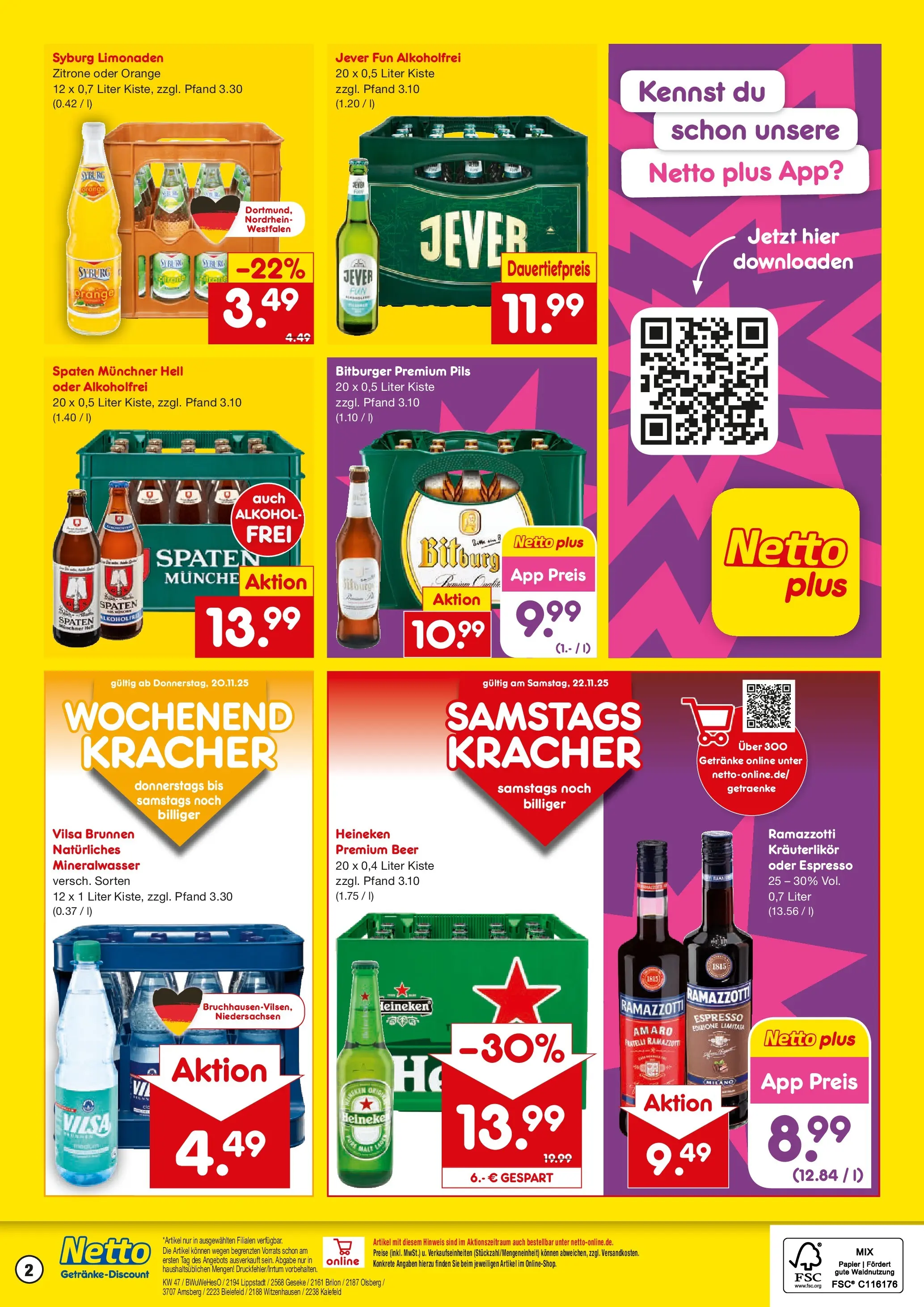 Netto Marken-Discount prospekt Brilon	 (ab 17.11.2025) » Angebote | Seite: 2 | Produkte: Bitburger, Mineralwasser, Zitrone, Ramazzotti