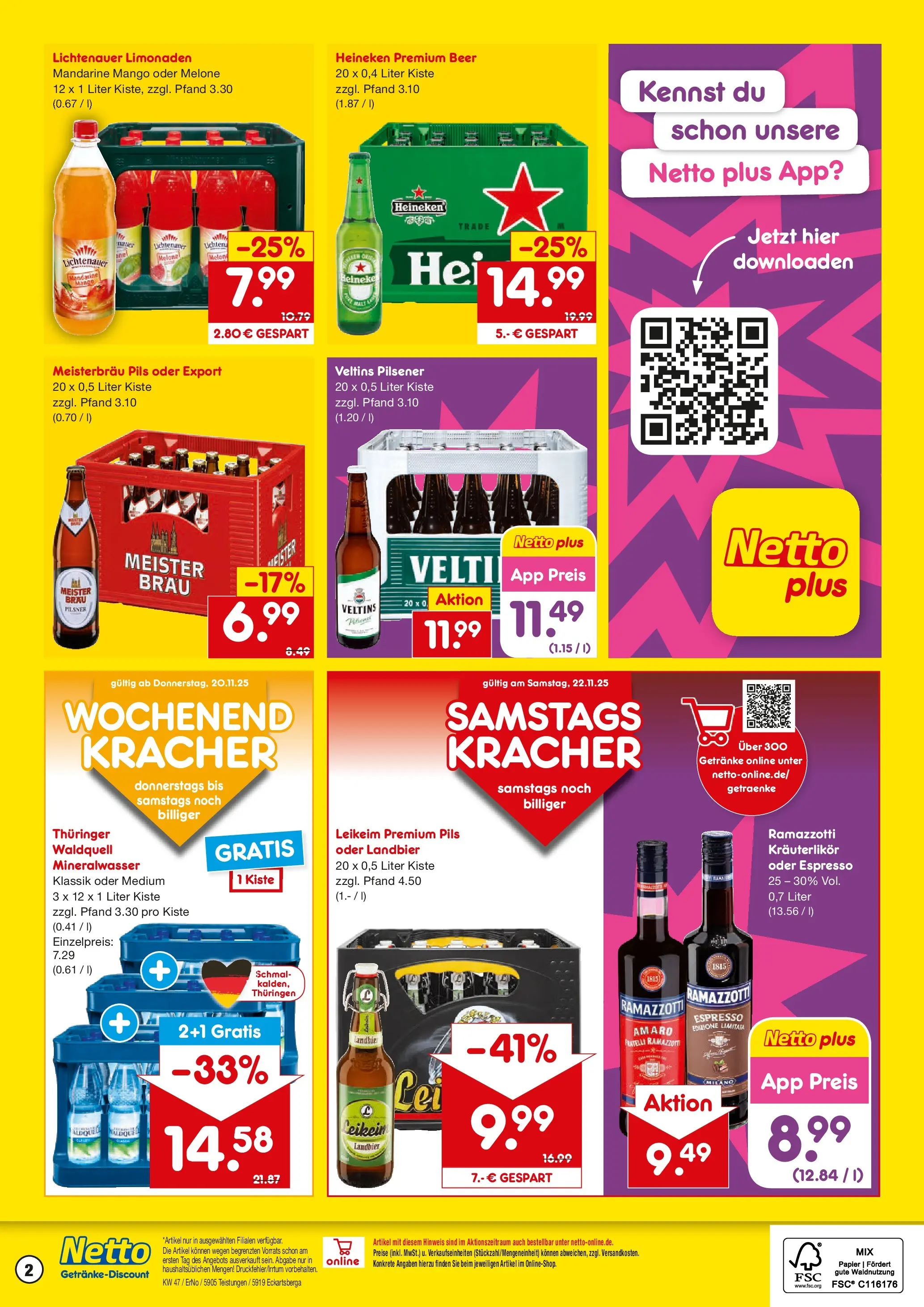 Netto Marken-Discount prospekt Teistungen	 (ab 17.11.2025) » Angebote | Seite: 2 | Produkte: Mineralwasser, Mango, Ramazzotti, Veltins