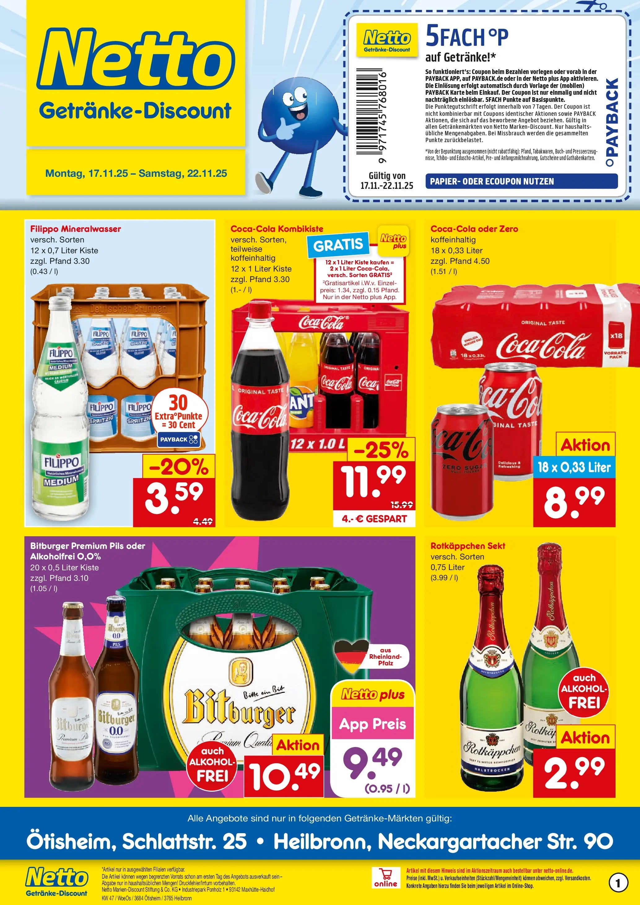 Netto Marken-Discount prospekt Heilbronn	 (ab 17.11.2025) » Angebote | Seite: 1 | Produkte: Rotkappchen sekt, Sekt, Pils, Rotkäppchen
