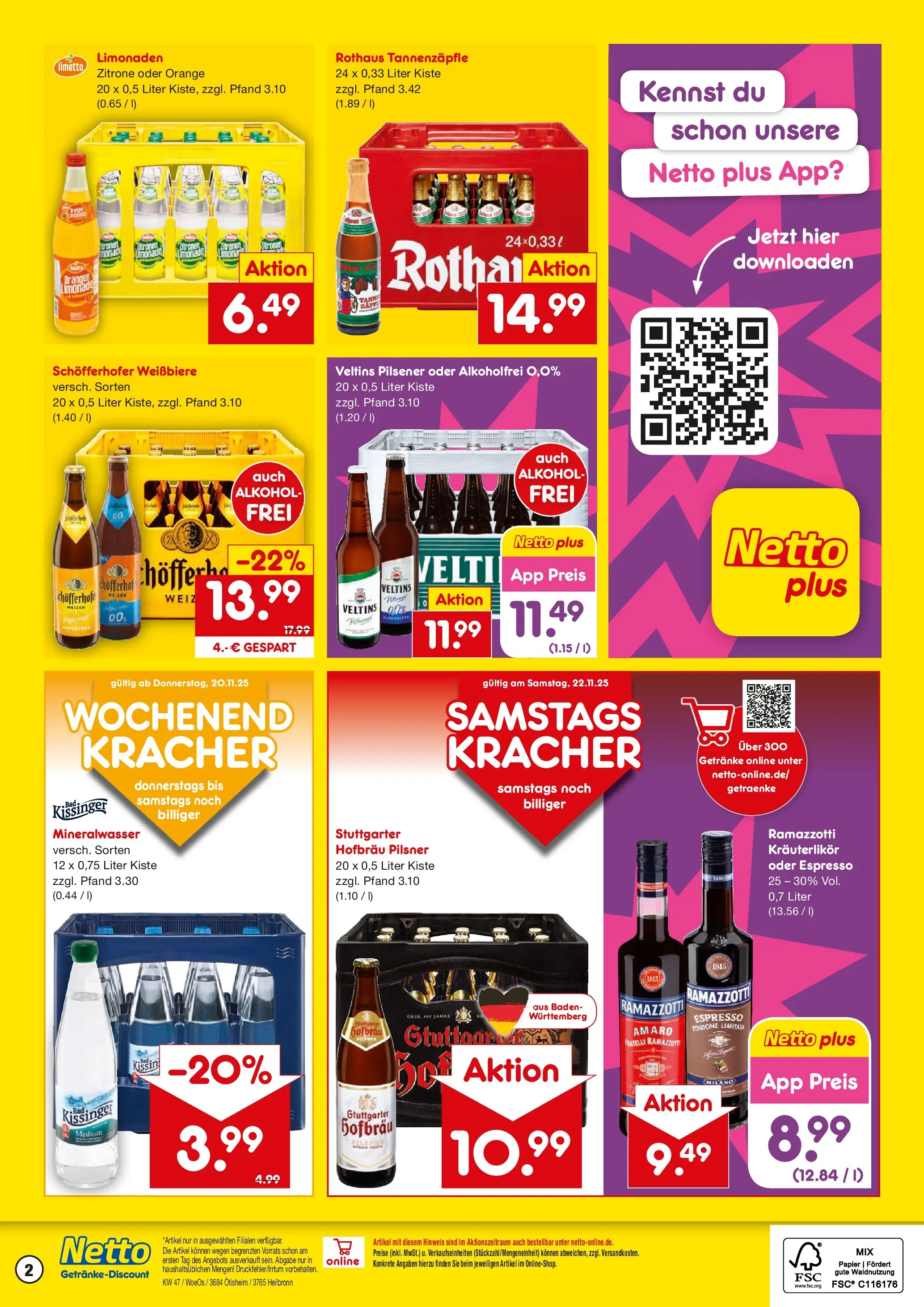 Netto Marken-Discount prospekt Heilbronn	 (ab 17.11.2025) » Angebote | Seite: 2 | Produkte: Limonade, Mineralwasser, Zitrone, Ramazzotti