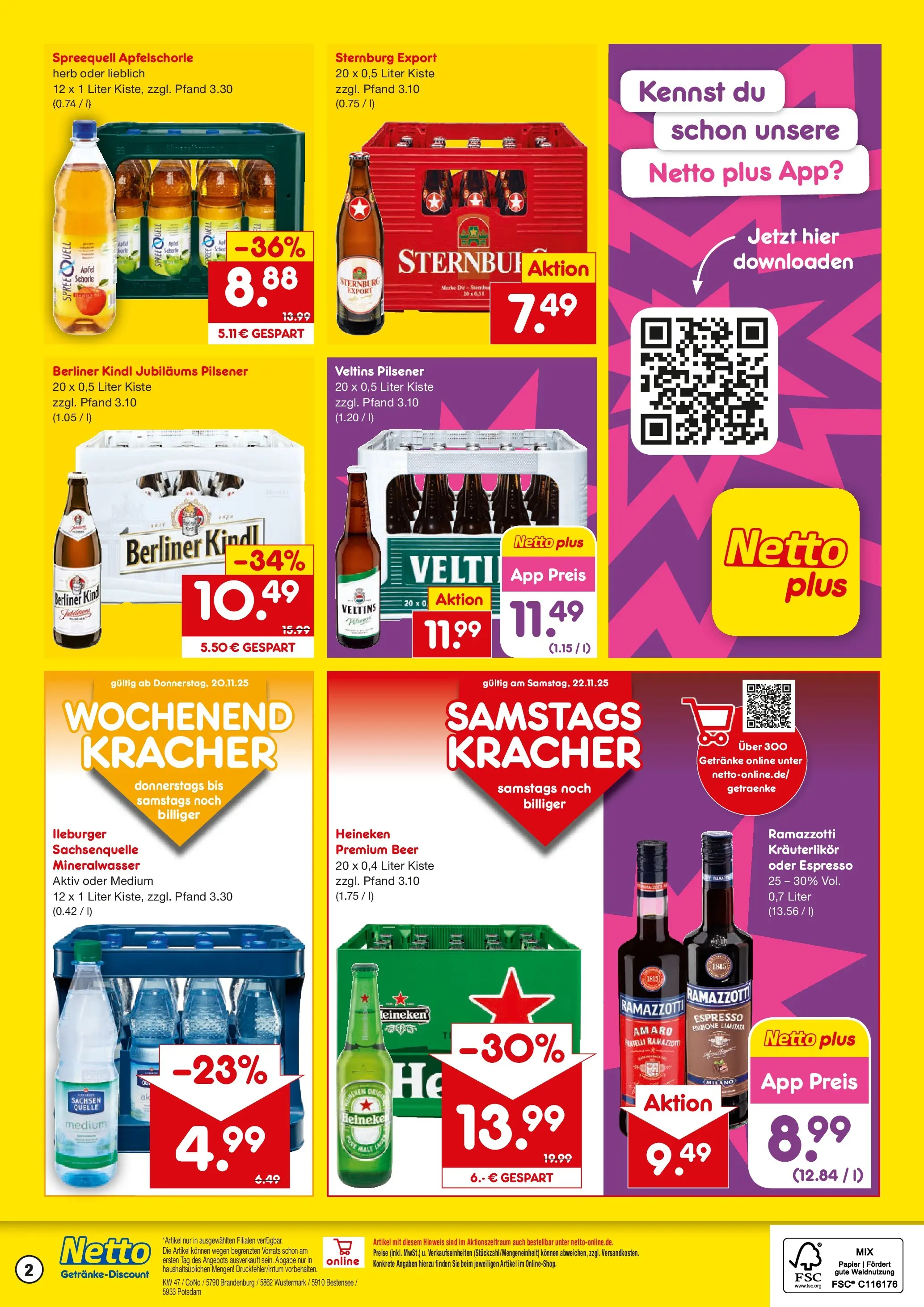 Netto Marken-Discount prospekt Potsdam	 (ab 17.11.2025) » Angebote | Seite: 2 | Produkte: Berliner, Äpfel, Mineralwasser, Heineken