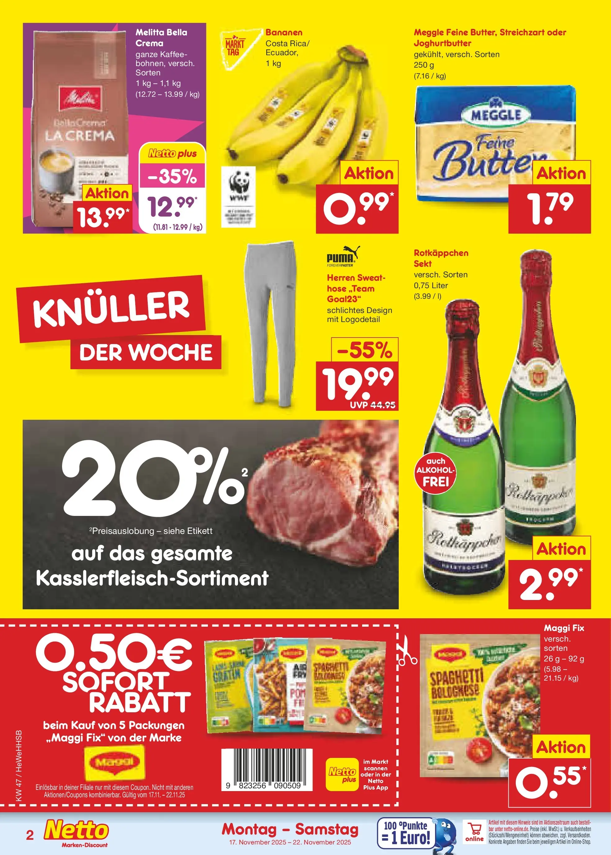 Netto Marken-Discount prospekt Brietlingen	 (ab 16.11.2025) » Angebote | Seite: 2 | Produkte: Melitta, Maggi, Bananen, Maggi fix