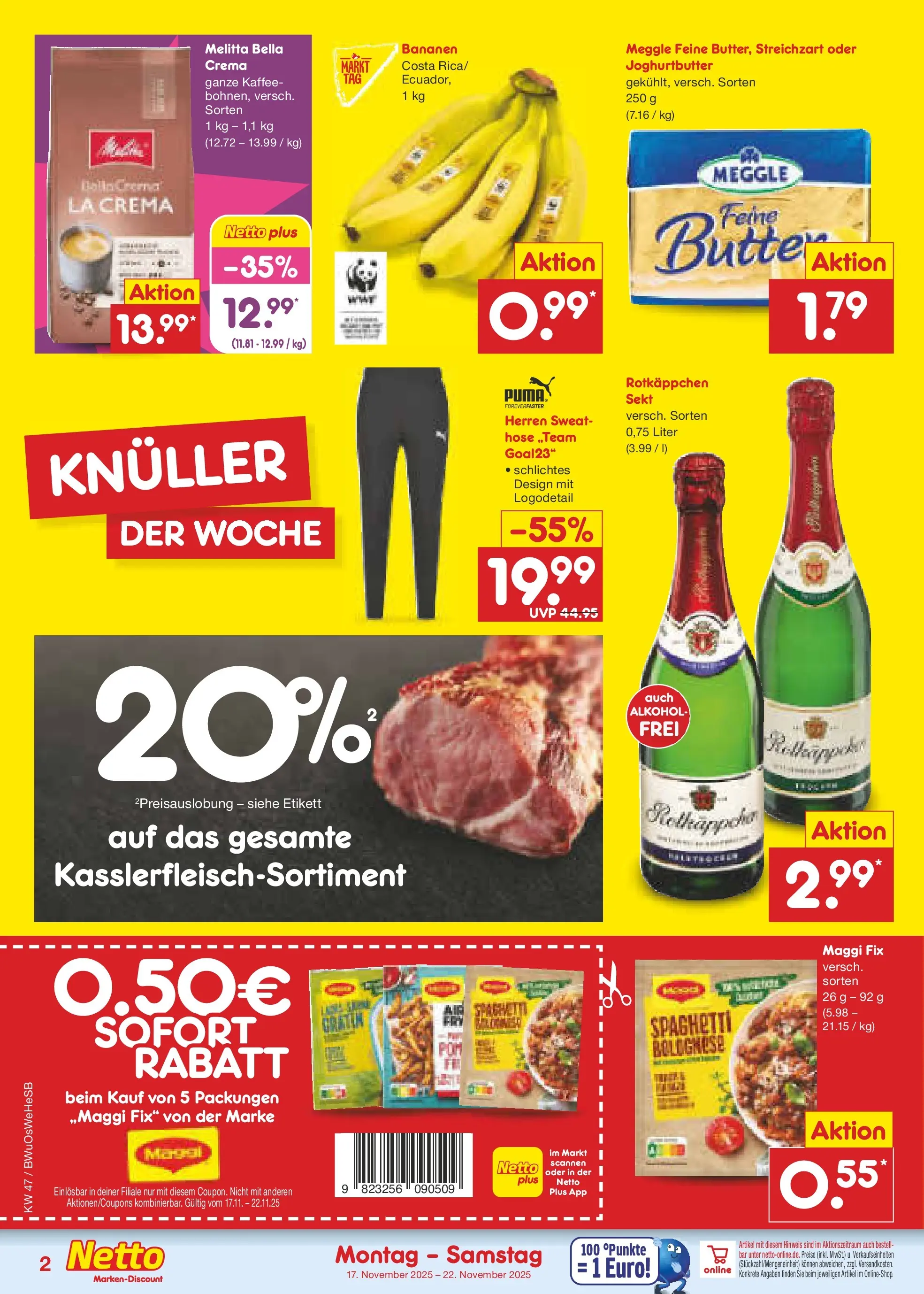 Netto Marken-Discount prospekt Osterode	 (ab 16.11.2025) » Angebote | Seite: 2 | Produkte: Melitta, Bananen, Maggi fix, Rotkäppchen