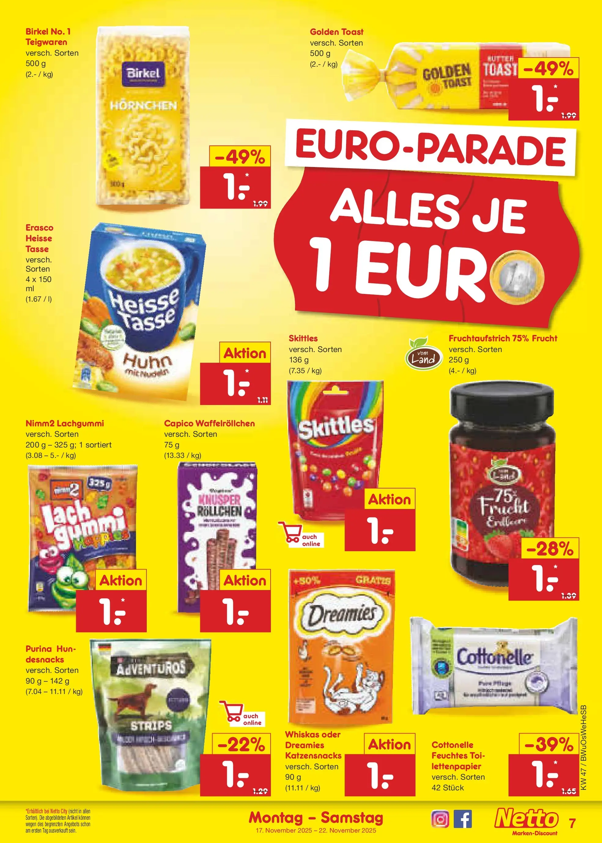 Netto Marken-Discount prospekt Osterode	 (ab 16.11.2025) » Angebote | Seite: 7 | Produkte: Butter, Toast, Erasco, Whiskas