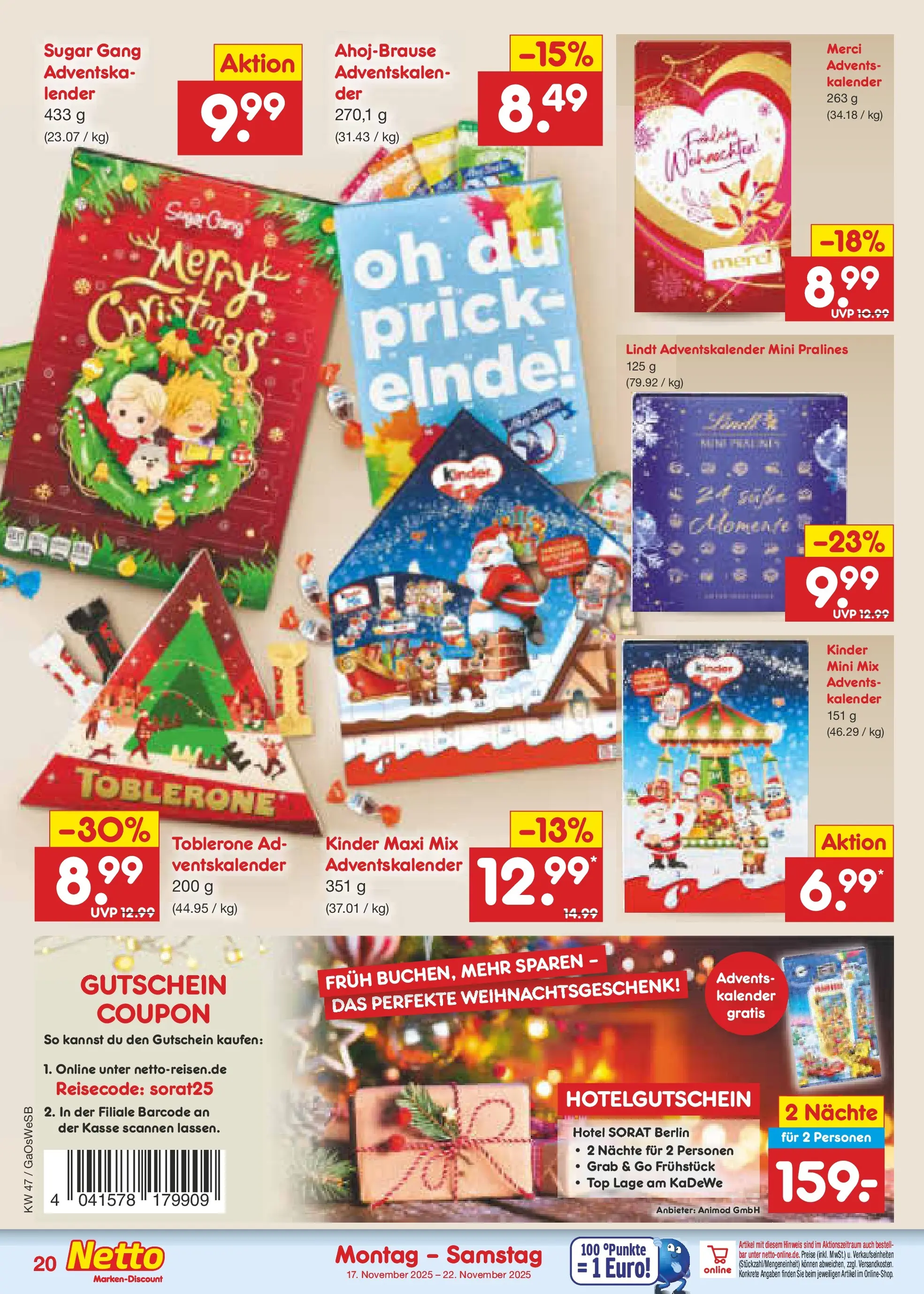 Netto Marken-Discount prospekt Moormerland	 (ab 17.11.2025) » Angebote | Seite: 22 | Produkte: Top, Merci, Lindt