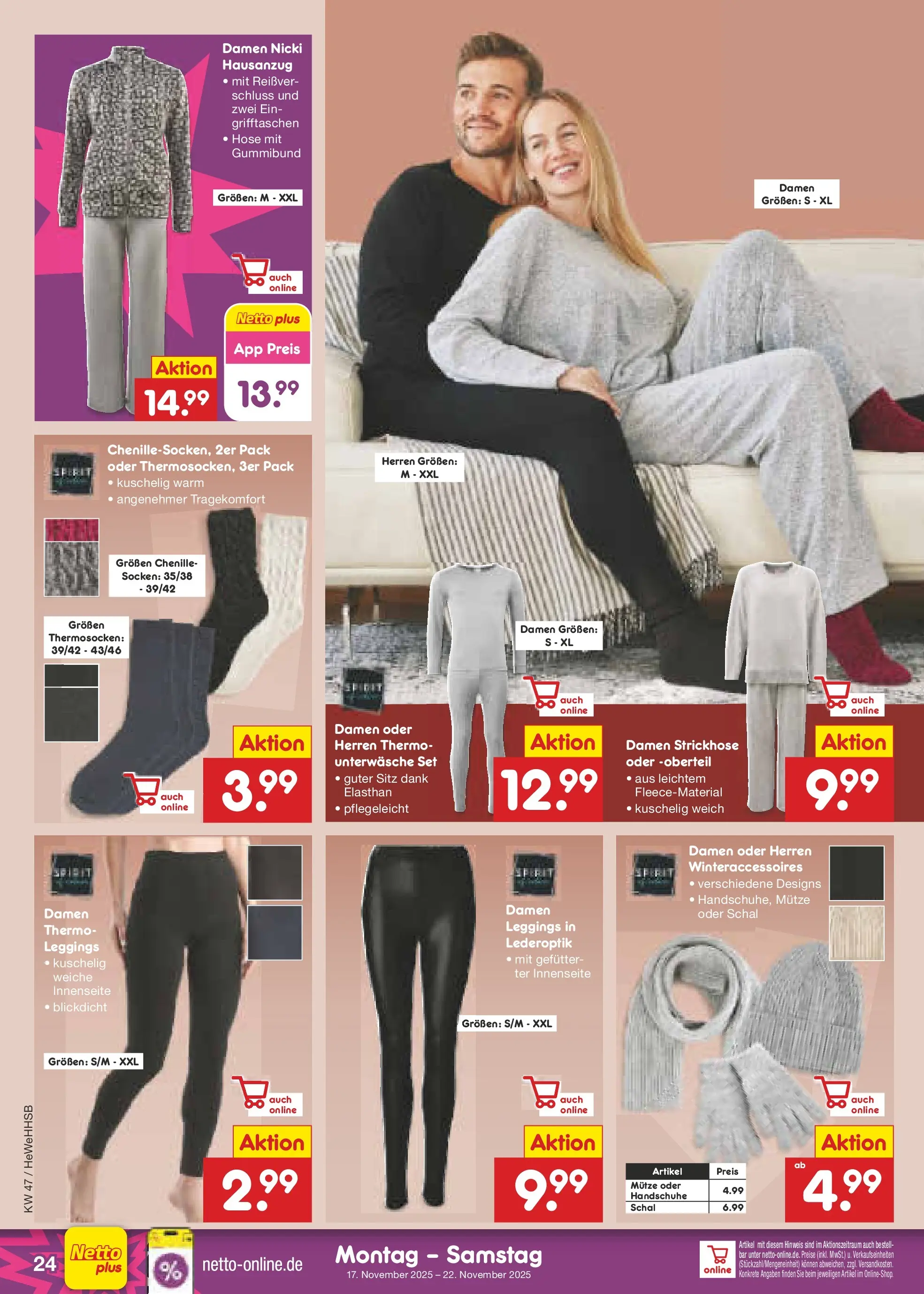 Netto Marken-Discount prospekt Brietlingen	 (ab 16.11.2025) » Angebote | Seite: 30 | Produkte: Hose, Unterwäsche, Socken, Leggings