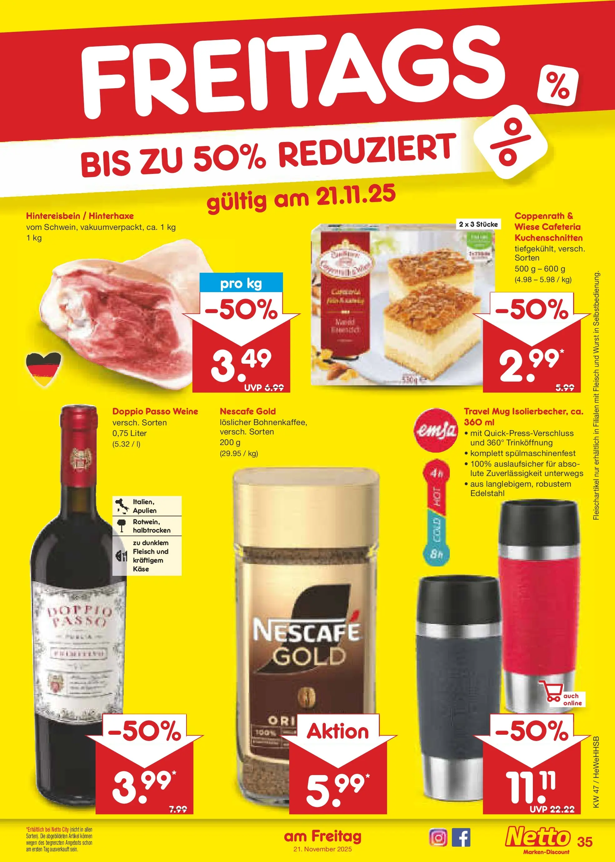 Netto Marken-Discount prospekt Brietlingen	 (ab 16.11.2025) » Angebote | Seite: 43 | Produkte: Nescafe, Wurst, Nescafe gold, Fleisch