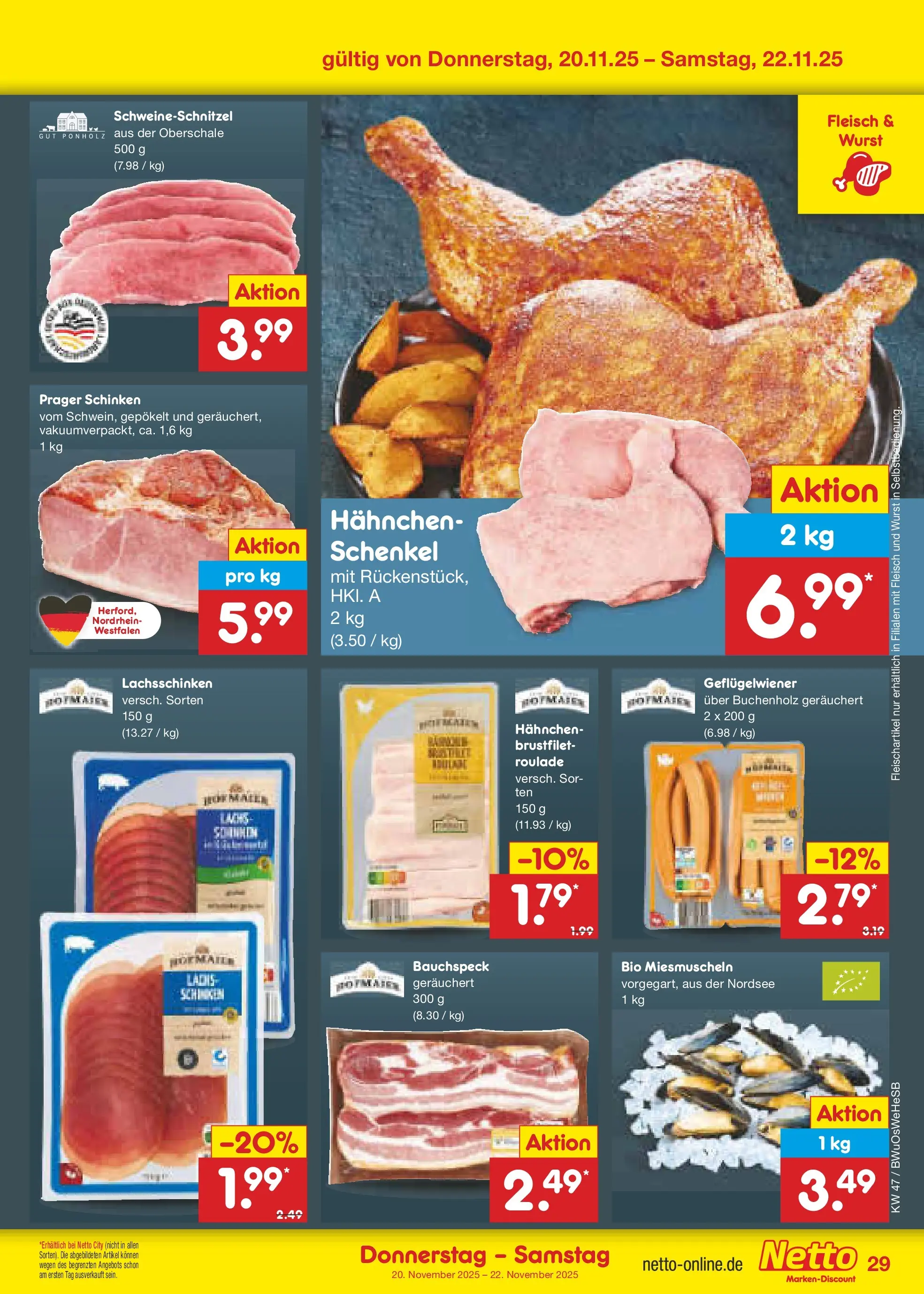 Netto Marken-Discount prospekt Osterode	 (ab 16.11.2025) » Angebote | Seite: 37 | Produkte: Hahnchen, Lachs, Wurst, Fleisch