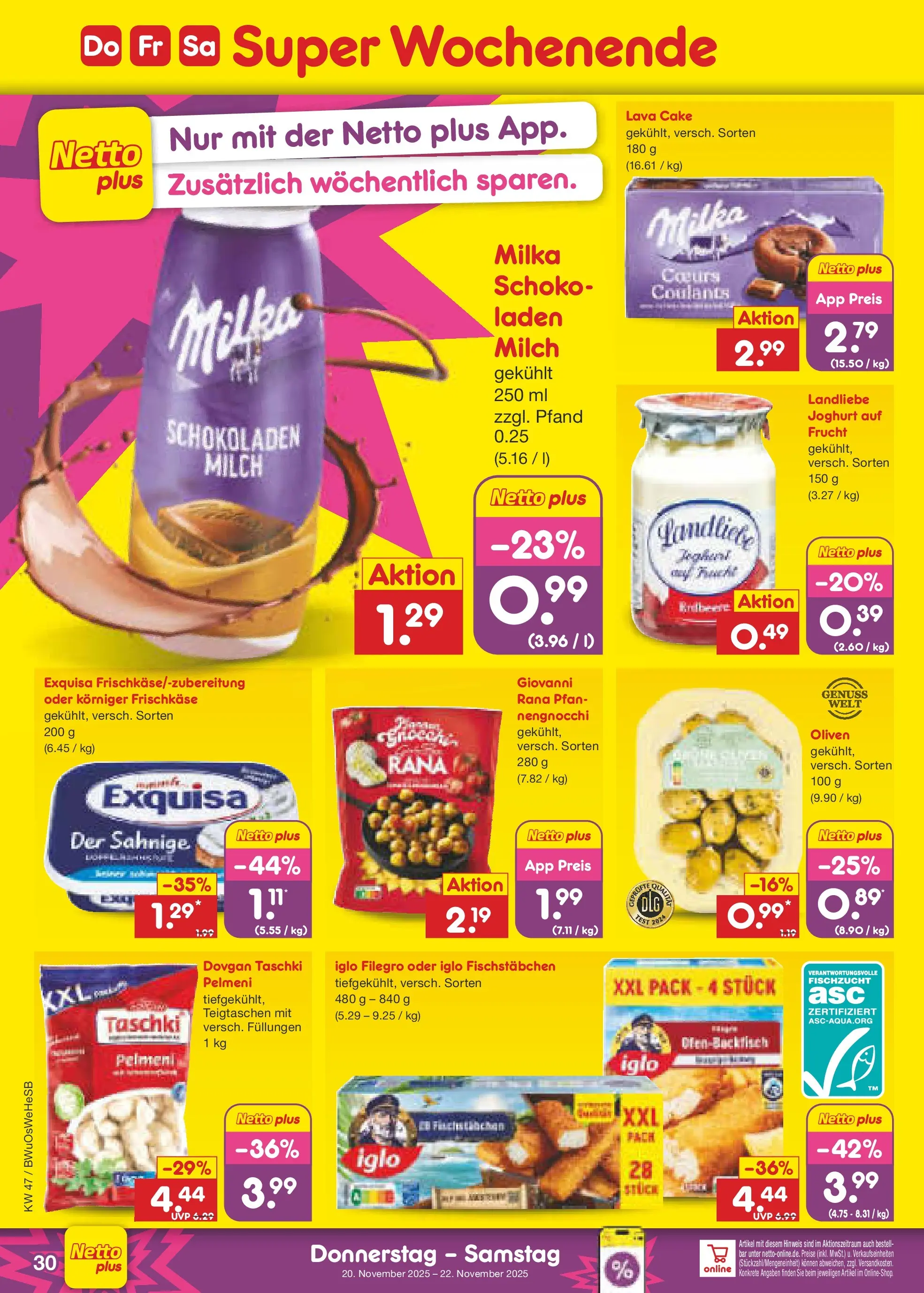 Netto Marken-Discount prospekt Osterode	 (ab 16.11.2025) » Angebote | Seite: 38 | Produkte: Milka, Exquisa, Fischstabchen, Frischkase