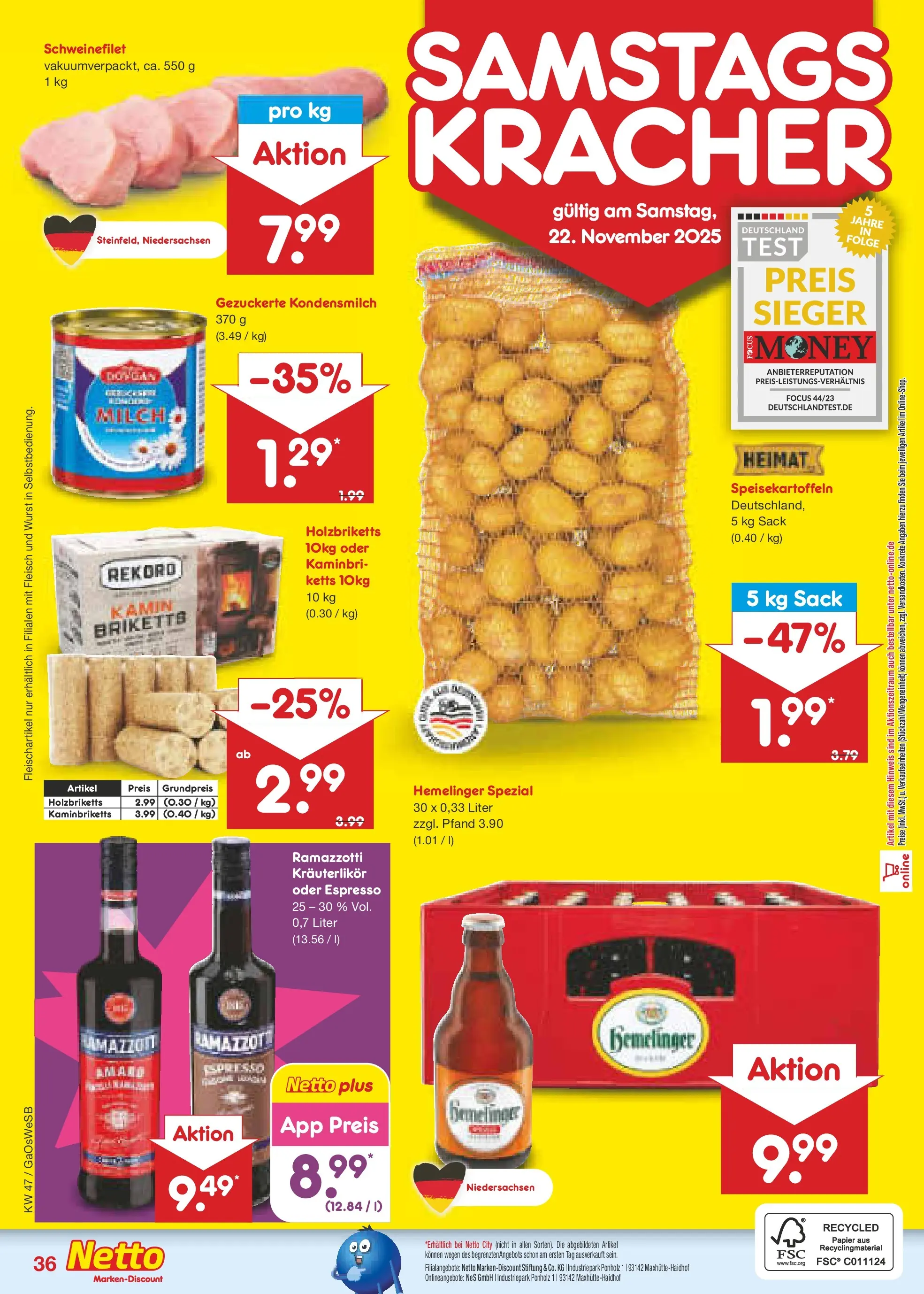 Netto Marken-Discount prospekt Moormerland	 (ab 17.11.2025) » Angebote | Seite: 44 | Produkte: Milch, Wurst, Fleisch, Ramazzotti