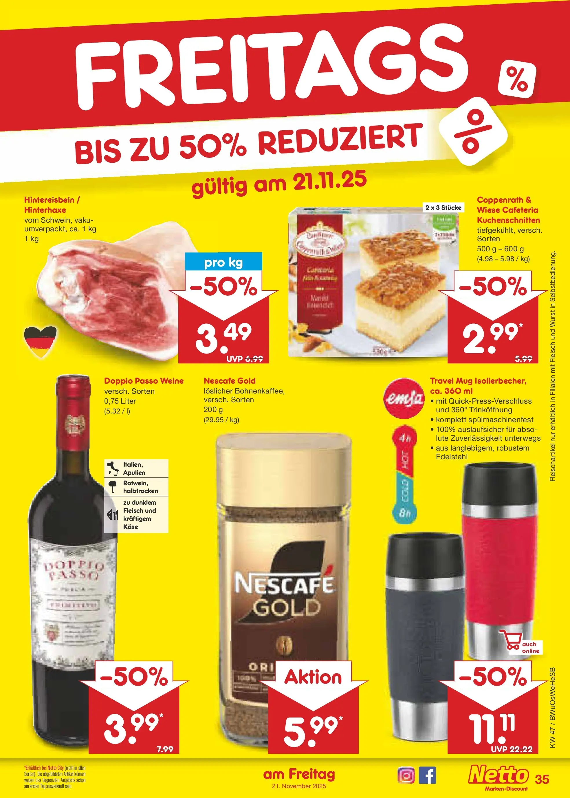 Netto Marken-Discount prospekt Osterode	 (ab 16.11.2025) » Angebote | Seite: 43 | Produkte: Käse, Wurst, Doppio Passo, Fleisch