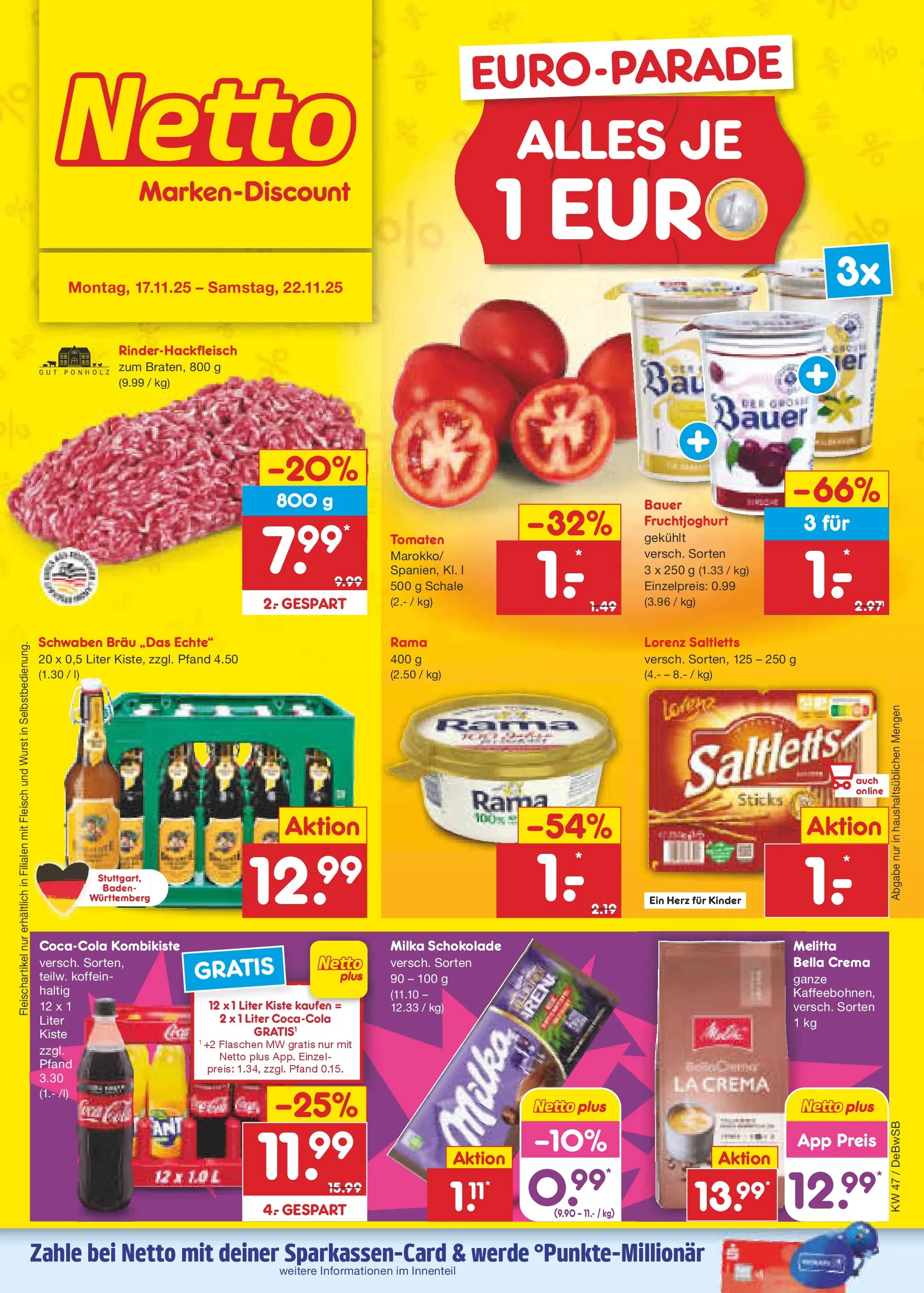 Netto Marken-Discount prospekt Waiblingen-Bittenfeld	 (ab 16.11.2025) » Angebote | Seite: 1 | Produkte: Rama, Schokolade, Tomaten, Milka