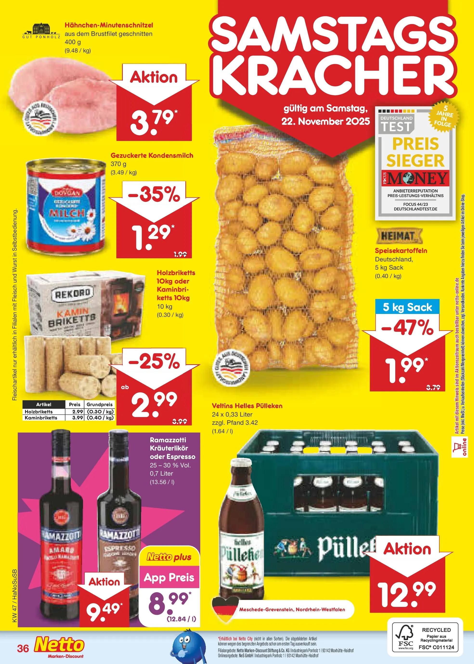 Netto Marken-Discount prospekt Schwerte-Geisecke	 (ab 17.11.2025) » Angebote | Seite: 44 | Produkte: Milch, Wurst, Ramazzotti, Veltins
