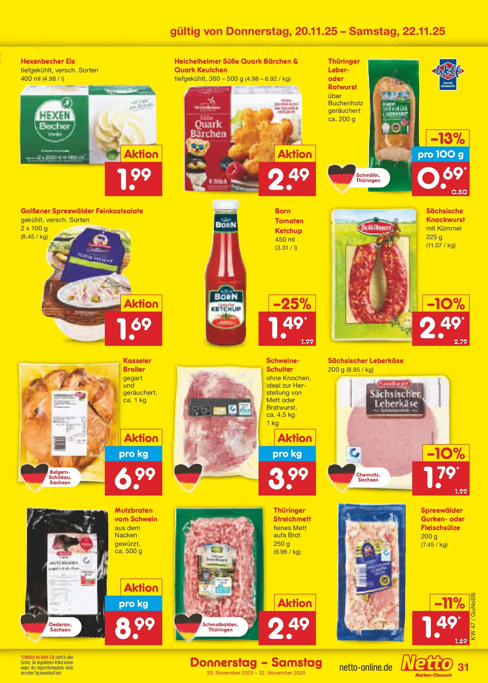Netto Marken-Discount prospekt Machern	 (ab 16.11.2025) » Angebote | Seite: 39 | Produkte: Tomaten, Brot, Ketchup, Eis
