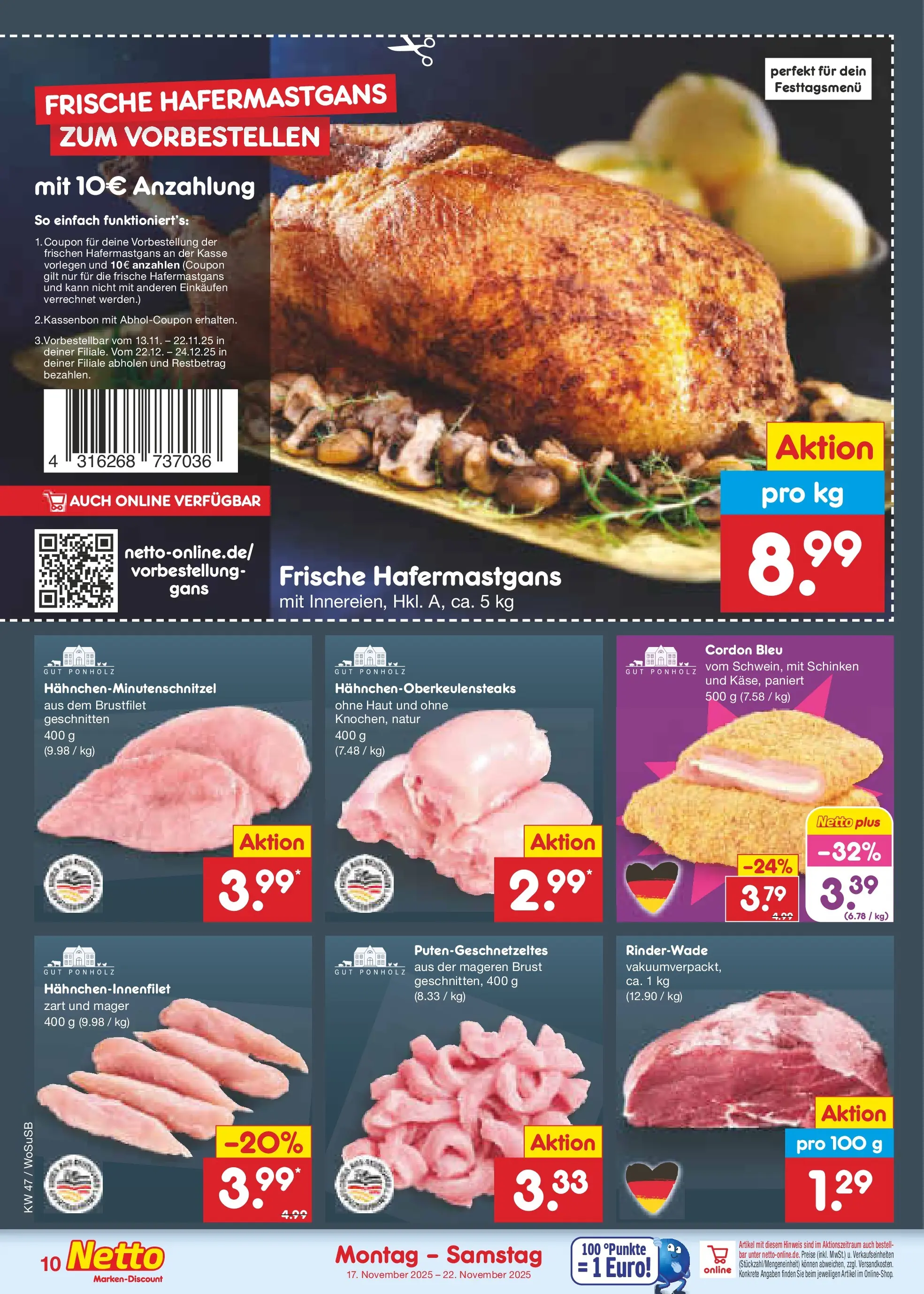 Netto Marken-Discount prospekt Mannheim	 (ab 17.11.2025) » Angebote | Seite: 10 | Produkte: Schinken