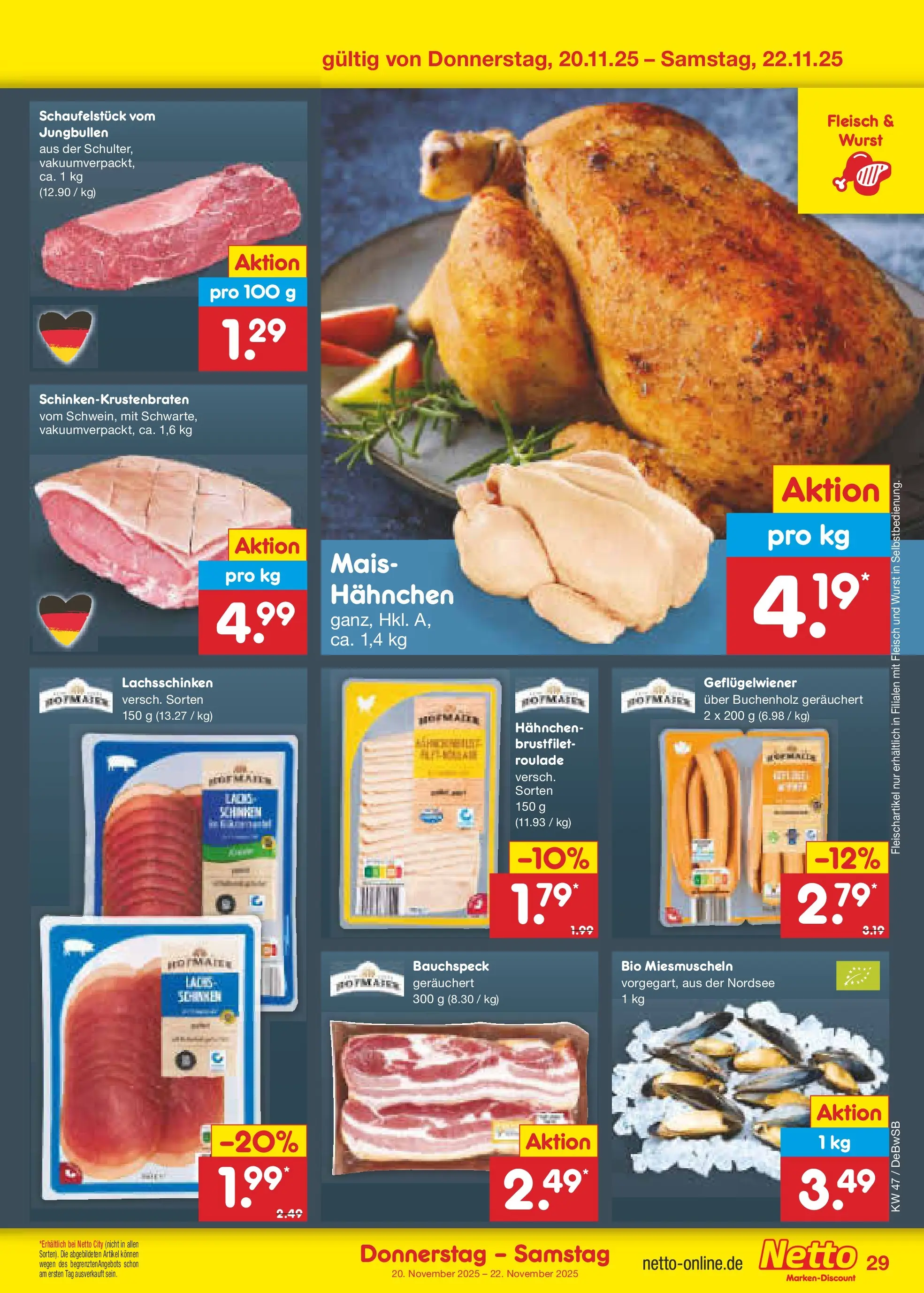 Netto Marken-Discount prospekt Waiblingen-Bittenfeld	 (ab 16.11.2025) » Angebote | Seite: 37 | Produkte: Hahnchen, Wurst, Fleisch