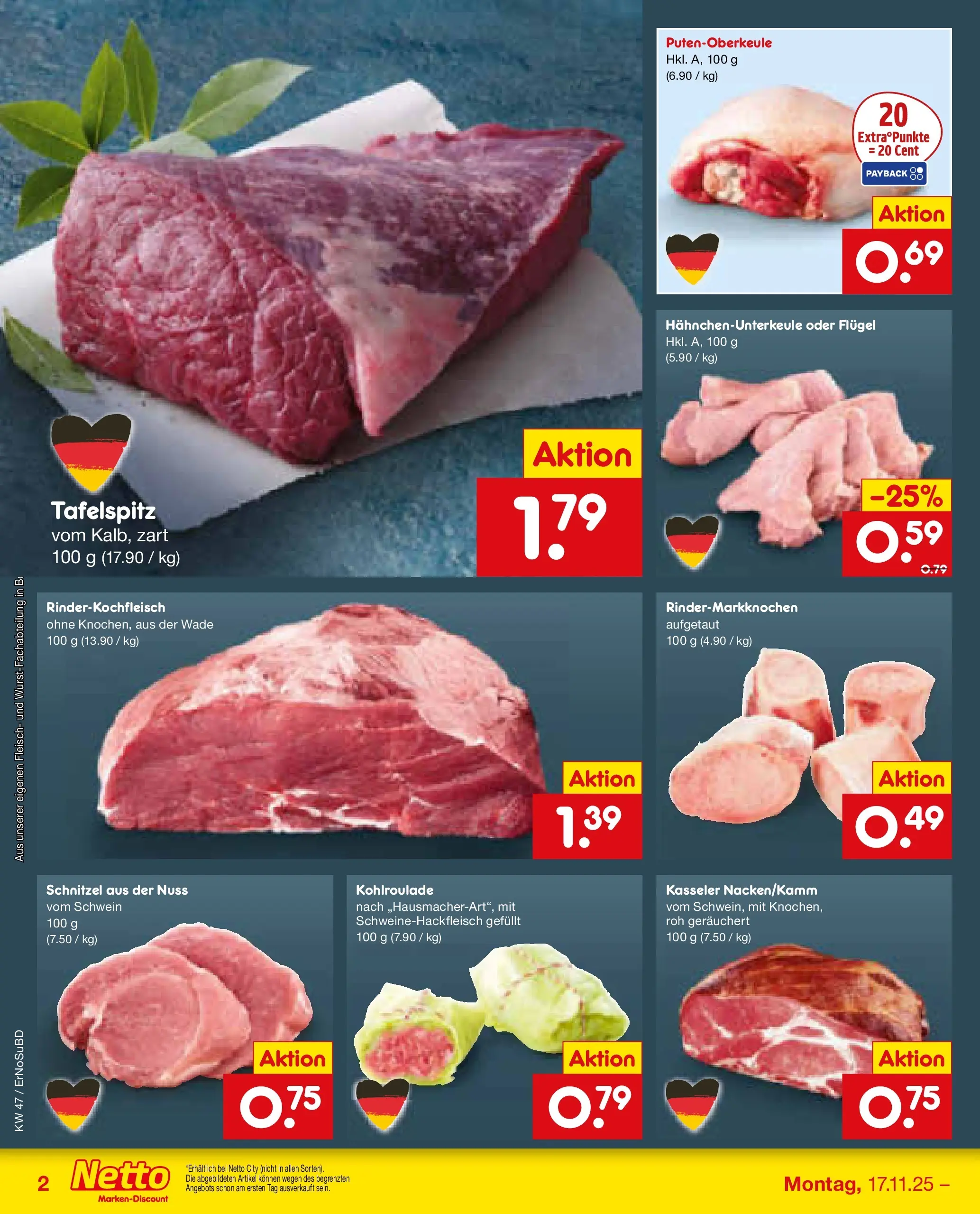 Netto Marken-Discount prospekt Nordhausen	 (ab 16.11.2025) » Angebote | Seite: 14 | Produkte: Tafelspitz, Schnitzel, Fleisch