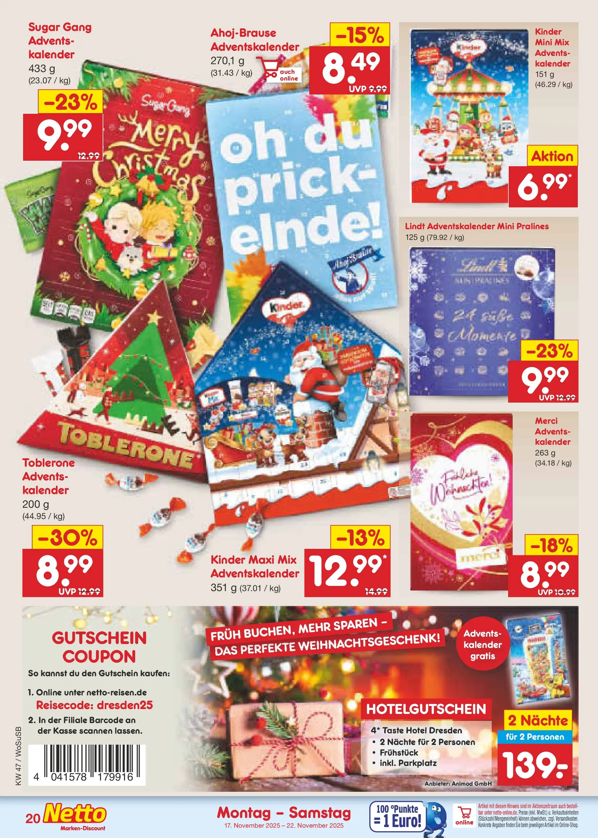 Netto Marken-Discount prospekt Mannheim	 (ab 17.11.2025) » Angebote | Seite: 22 | Produkte: Merci, Lindt