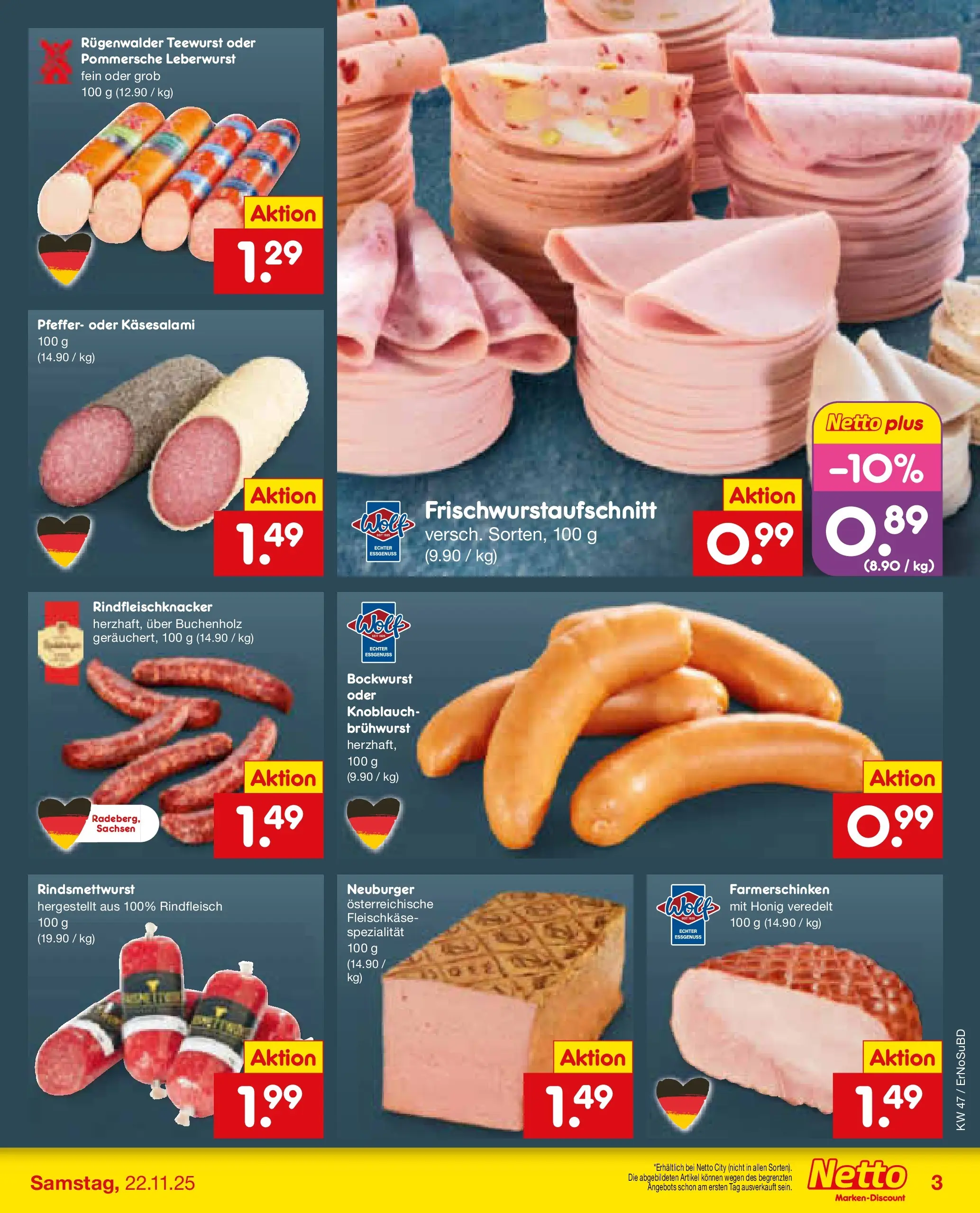Netto Marken-Discount prospekt Nordhausen	 (ab 16.11.2025) » Angebote | Seite: 15 | Produkte: Bockwurst, Pfeffer, Knoblauch, Rindfleisch
