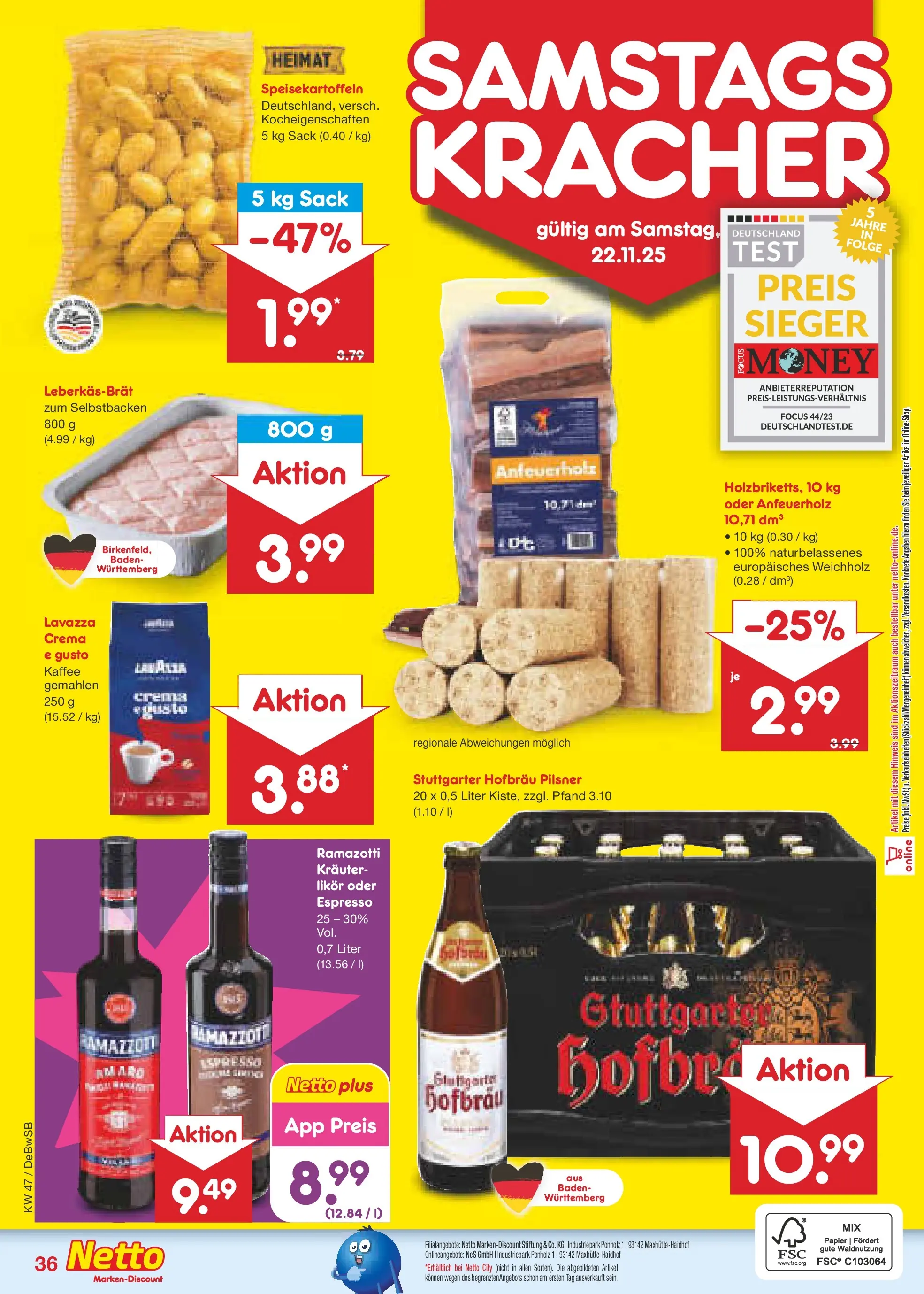 Netto Marken-Discount prospekt Waiblingen-Bittenfeld	 (ab 16.11.2025) » Angebote | Seite: 44 | Produkte: Lavazza, Kaffee, Likör