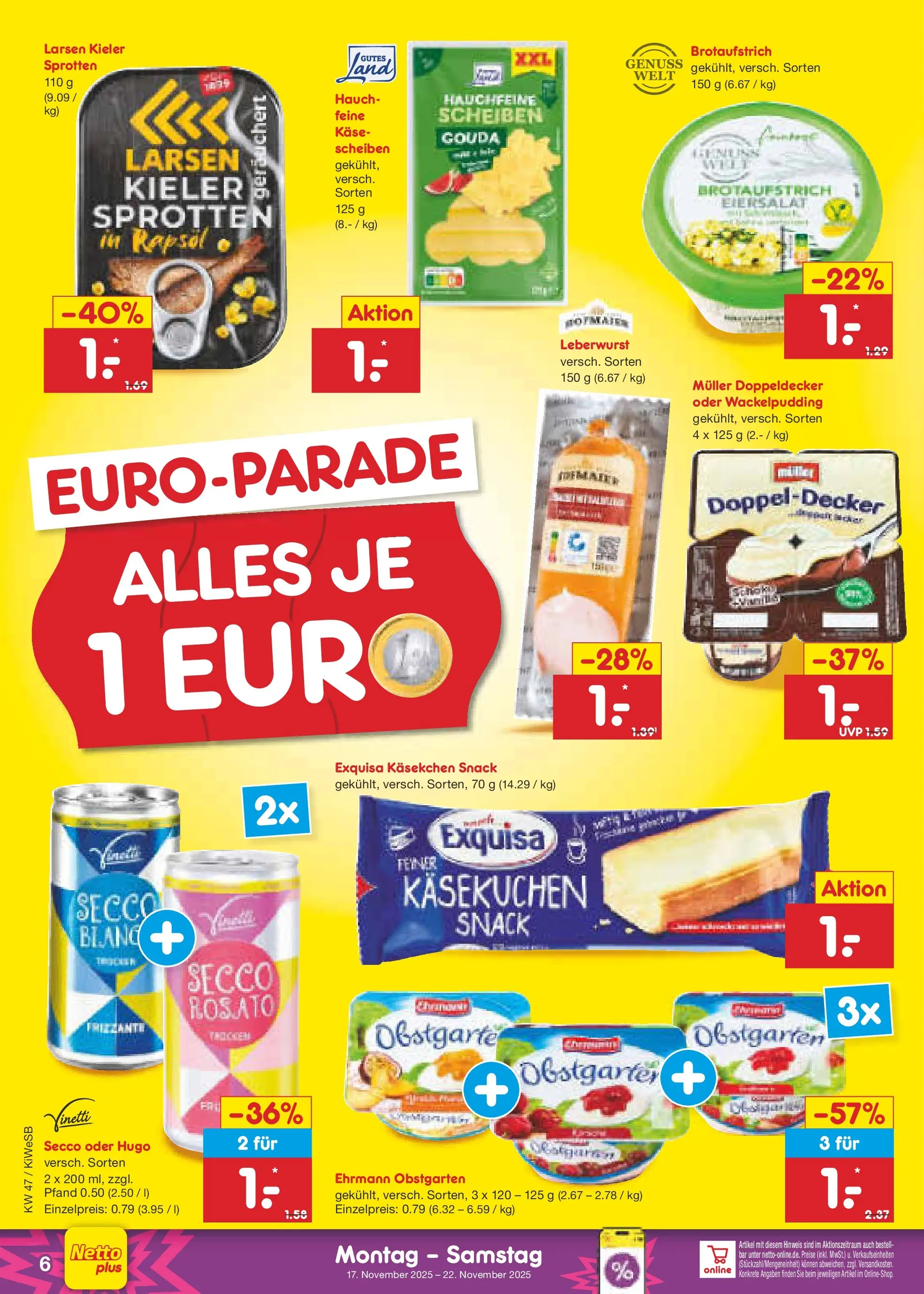 Netto Marken-Discount prospekt Bad Friedrichshall	 (ab 16.11.2025) » Angebote | Seite: 6 | Produkte: Rapsöl, Gouda, Exquisa, Hugo