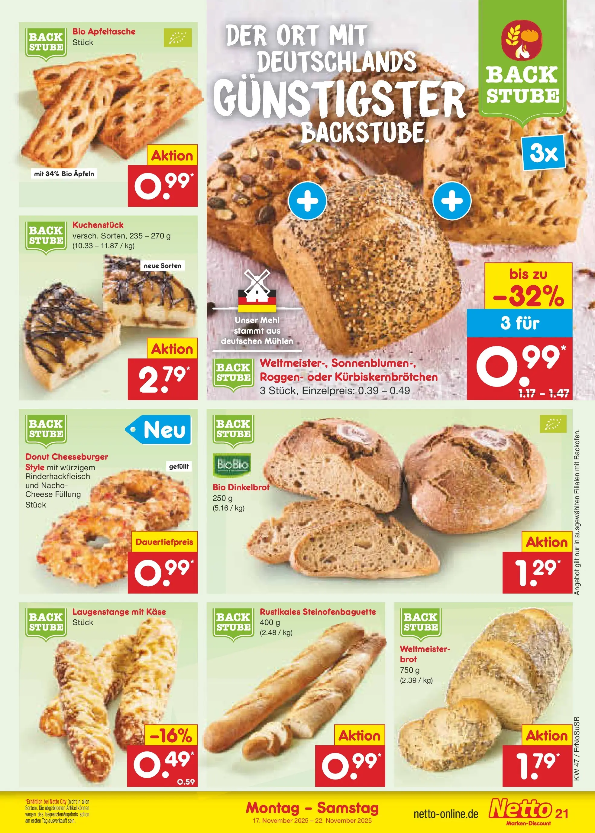 Netto Marken-Discount prospekt Nordhausen	 (ab 16.11.2025) » Angebote | Seite: 27 | Produkte: Mehl, Käse, Brot