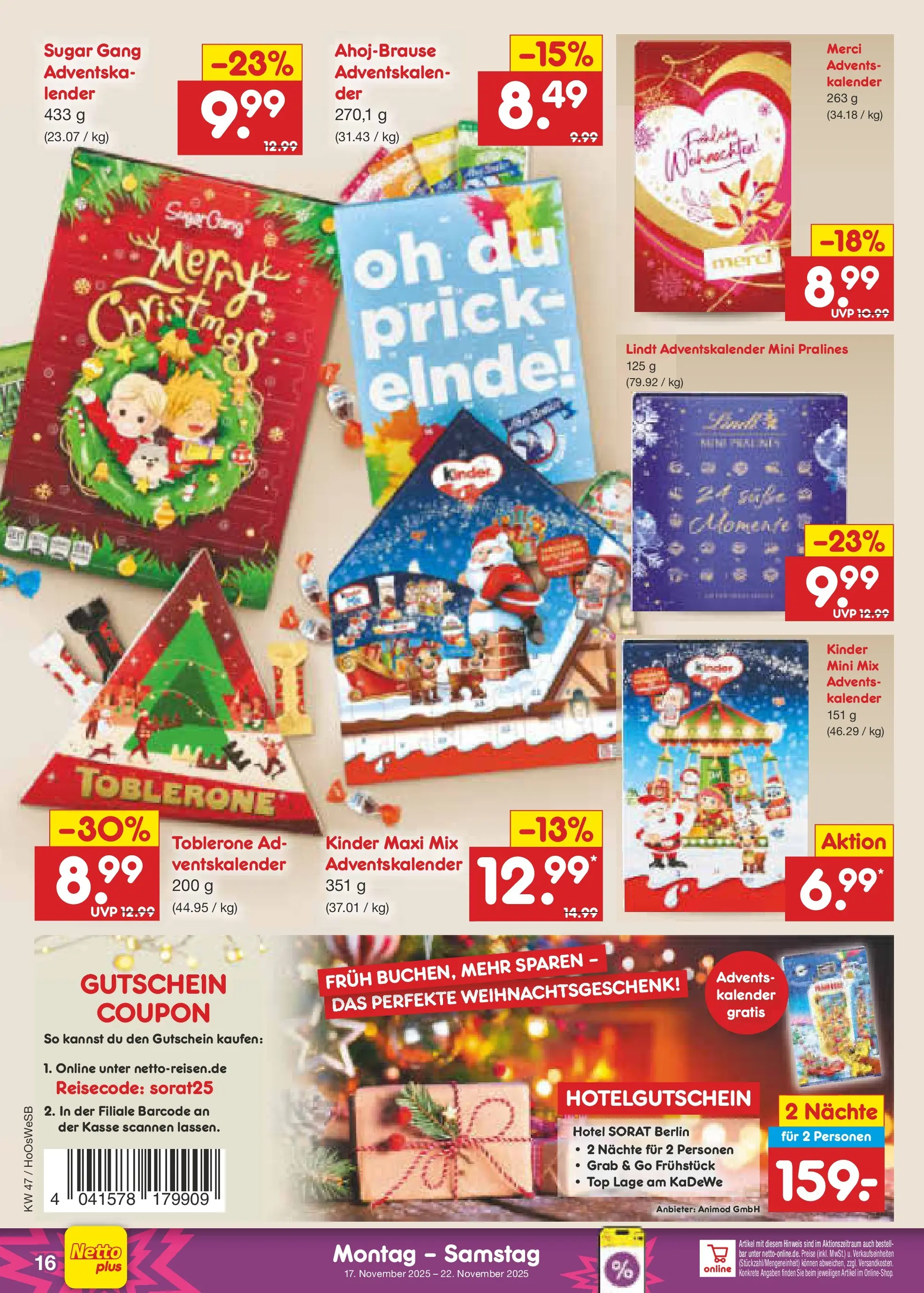 Netto Marken-Discount prospekt Braunschweig-Lamme	 (ab 16.11.2025) » Angebote | Seite: 18 | Produkte: Top, Merci, Lindt
