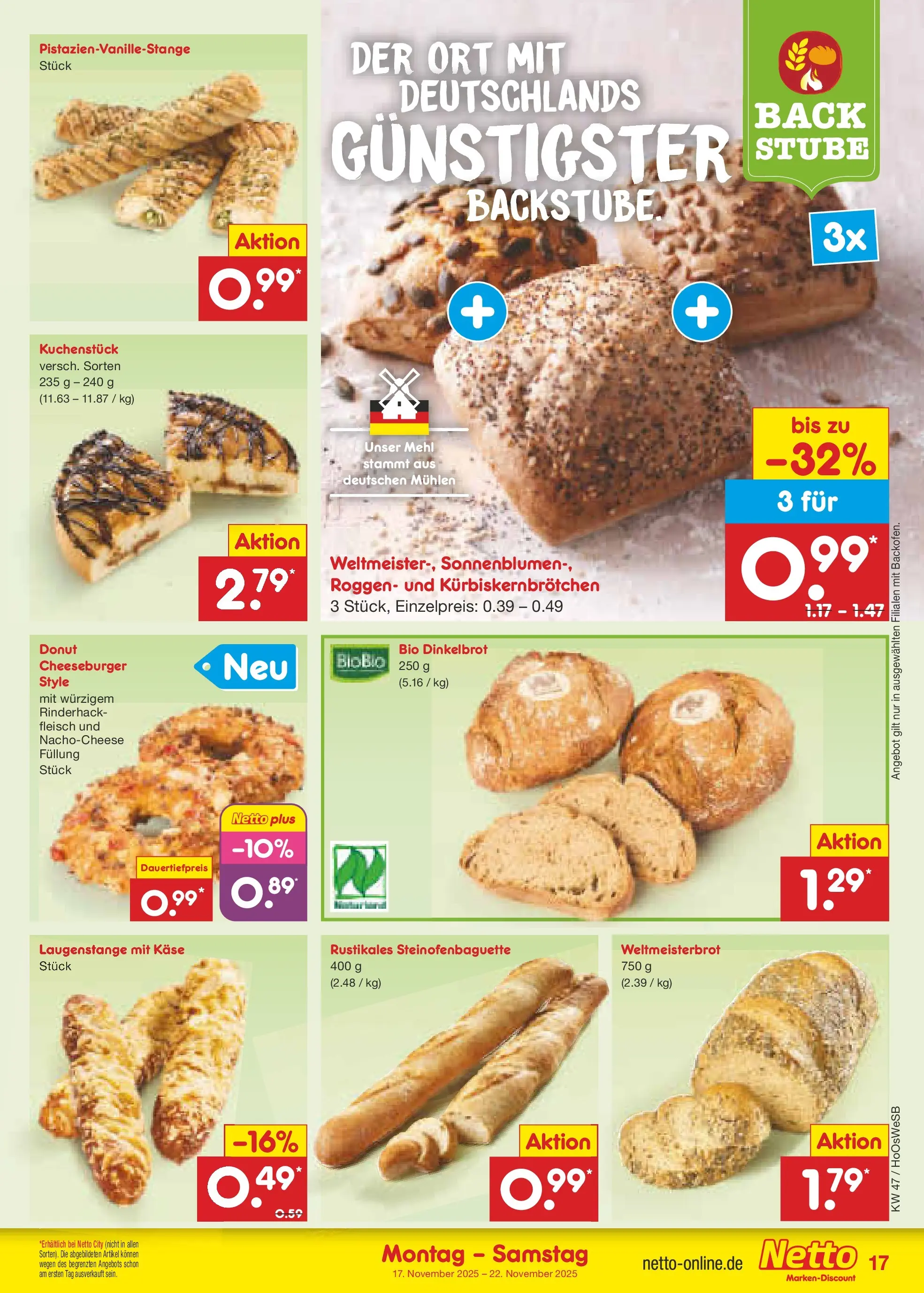 Netto Marken-Discount prospekt Braunschweig-Lamme	 (ab 16.11.2025) » Angebote | Seite: 19 | Produkte: Mehl, Käse, Fleisch