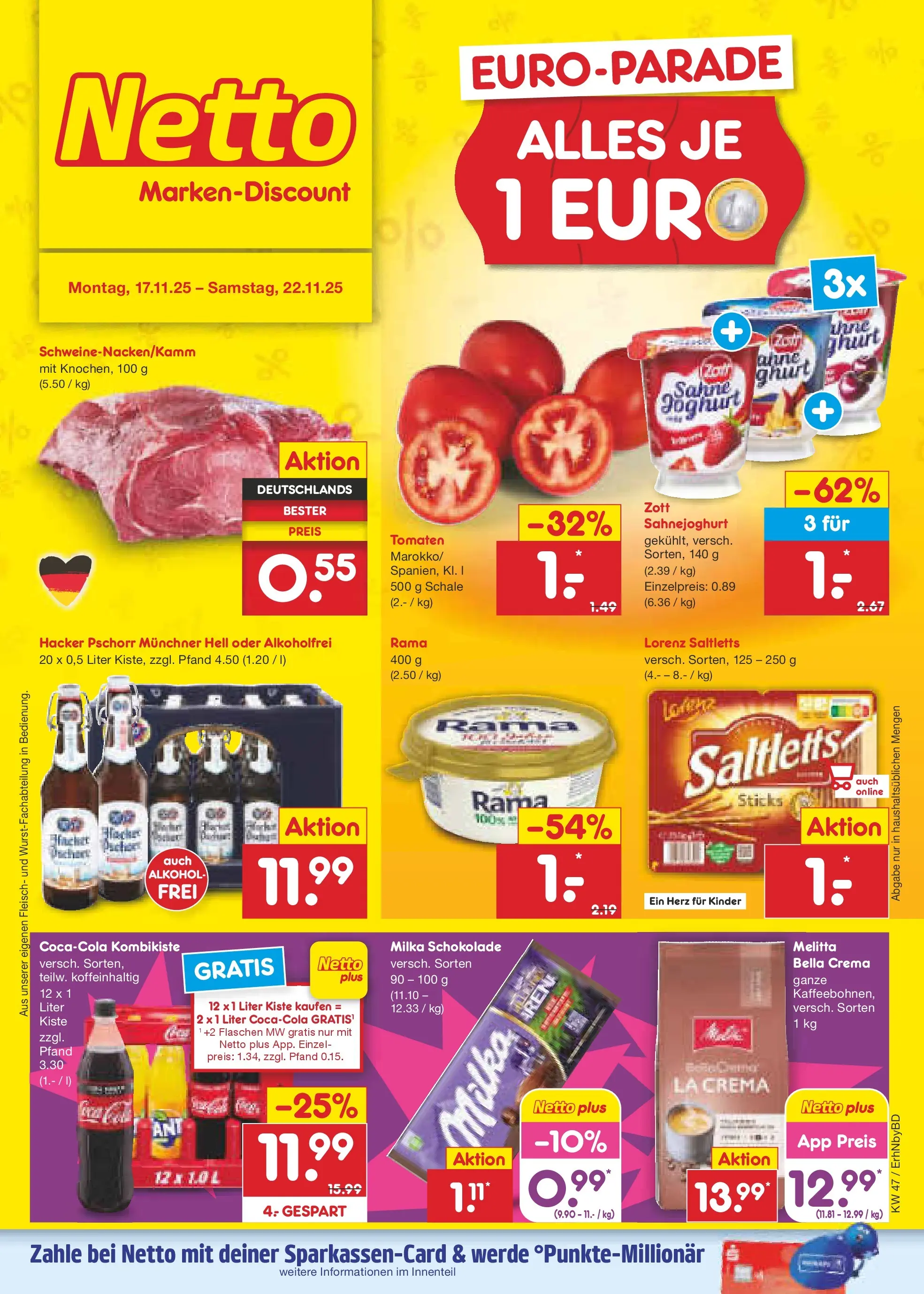 Netto Marken-Discount prospekt Ergolding	 (ab 17.11.2025) » Angebote | Seite: 1 | Produkte: Melitta, Joghurt, Schokolade, Milka schokolade