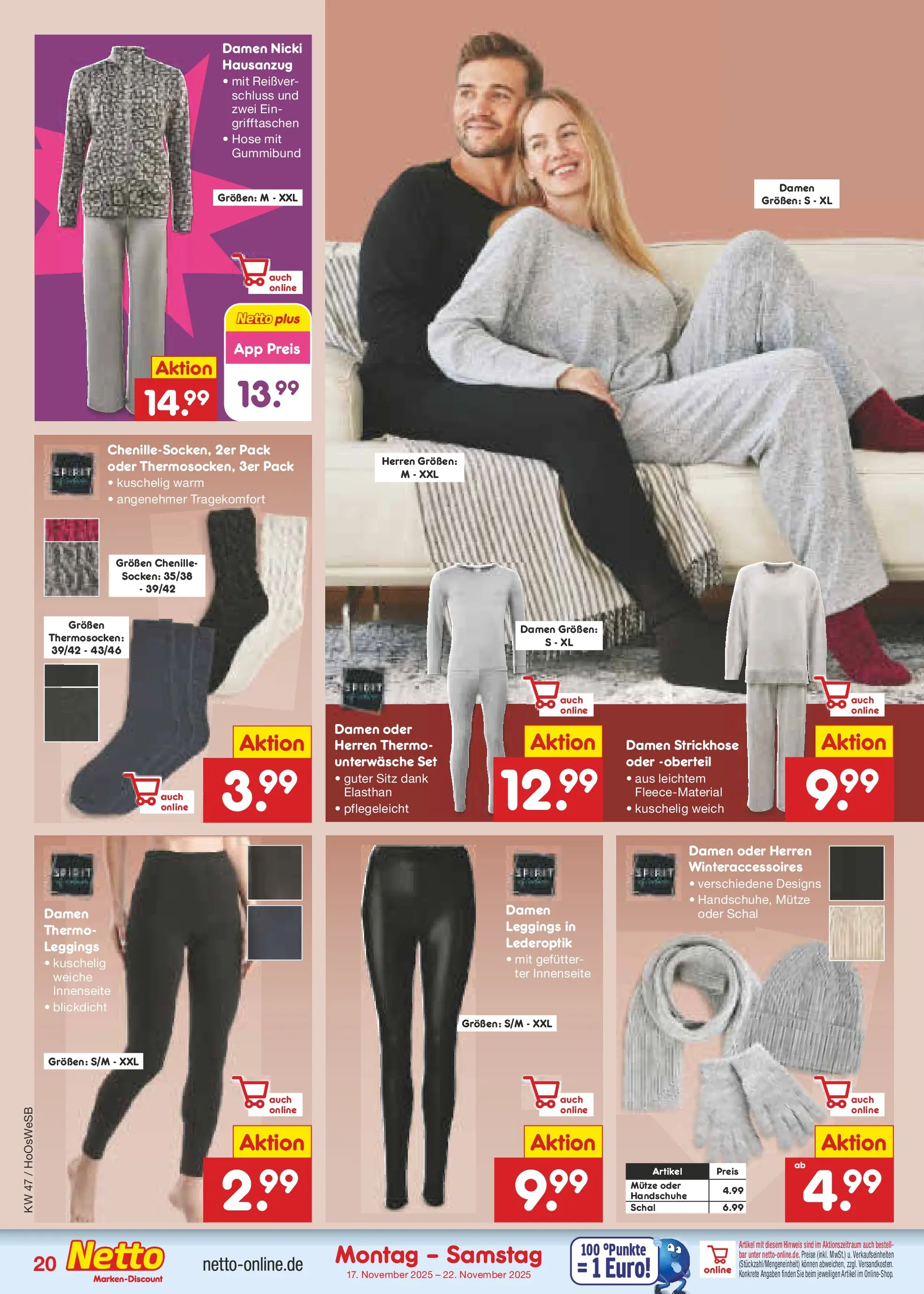 Netto Marken-Discount prospekt Braunschweig-Lamme	 (ab 16.11.2025) » Angebote | Seite: 22 | Produkte: Hose, Unterwäsche, Leggings, Handschuhe