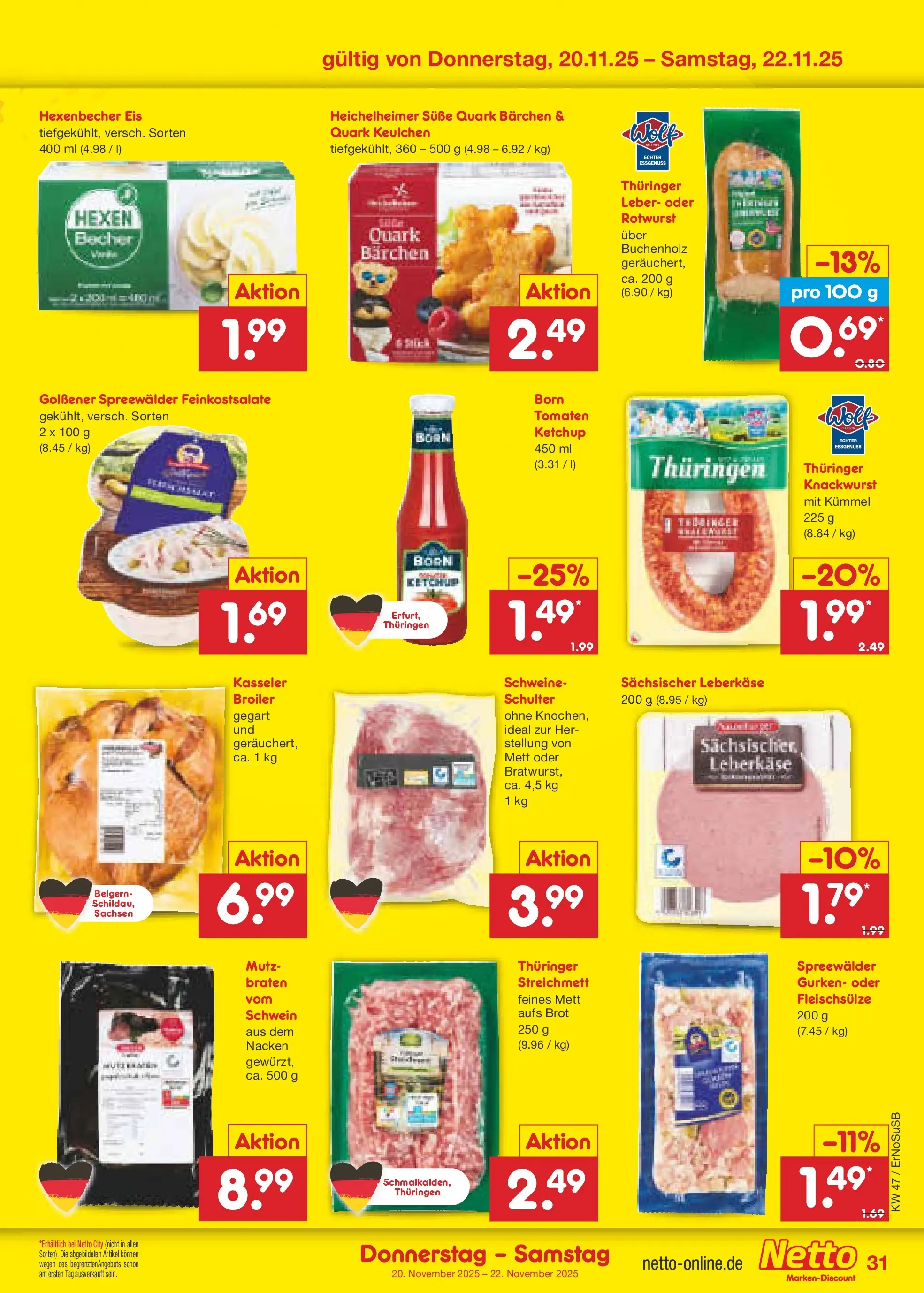 Netto Marken-Discount prospekt Nordhausen	 (ab 16.11.2025) » Angebote | Seite: 43 | Produkte: Tomaten, Gurken, Eis, Leberkase