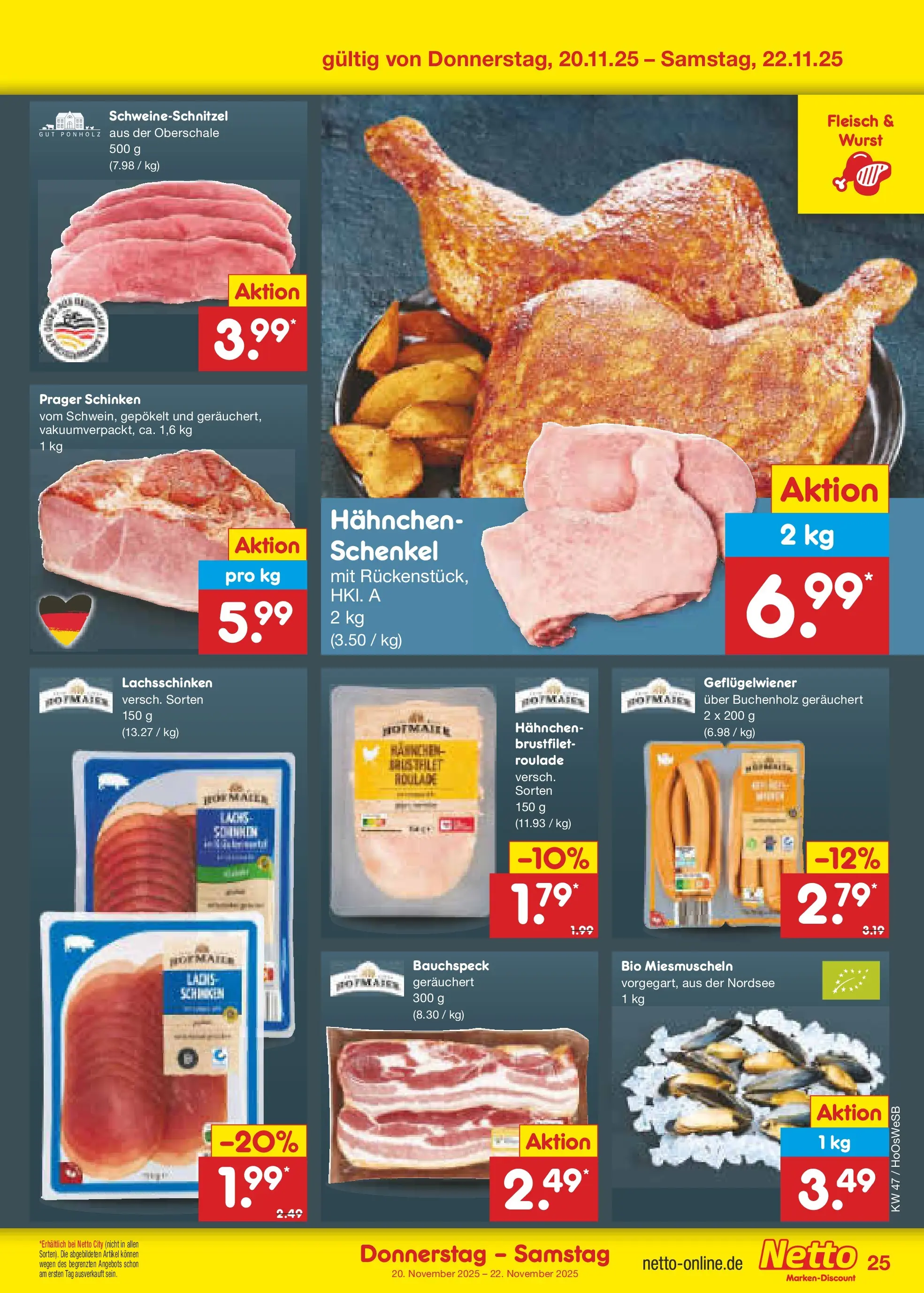 Netto Marken-Discount prospekt Braunschweig-Lamme	 (ab 16.11.2025) » Angebote | Seite: 31 | Produkte: Hahnchen, Wurst, Schinken, Fleisch