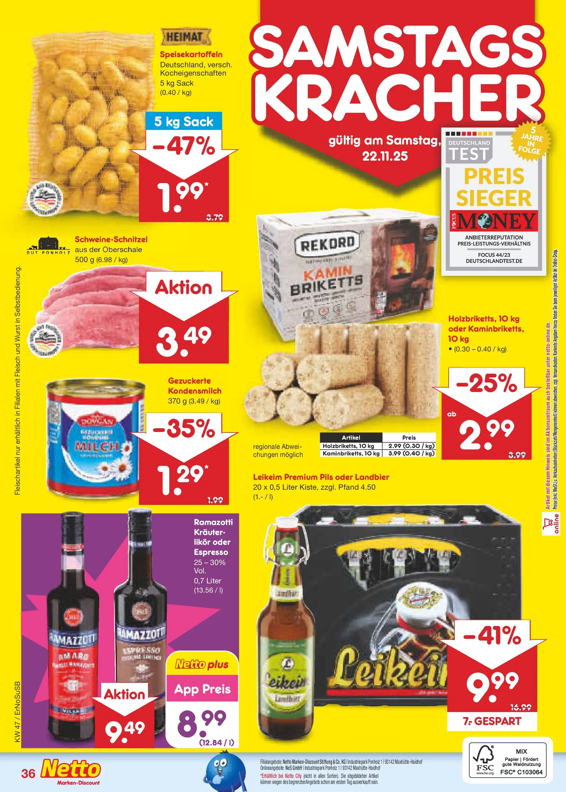 Netto Marken-Discount prospekt Nordhausen	 (ab 16.11.2025) » Angebote | Seite: 48 | Produkte: Kamin, Likör, Pils, Fleisch