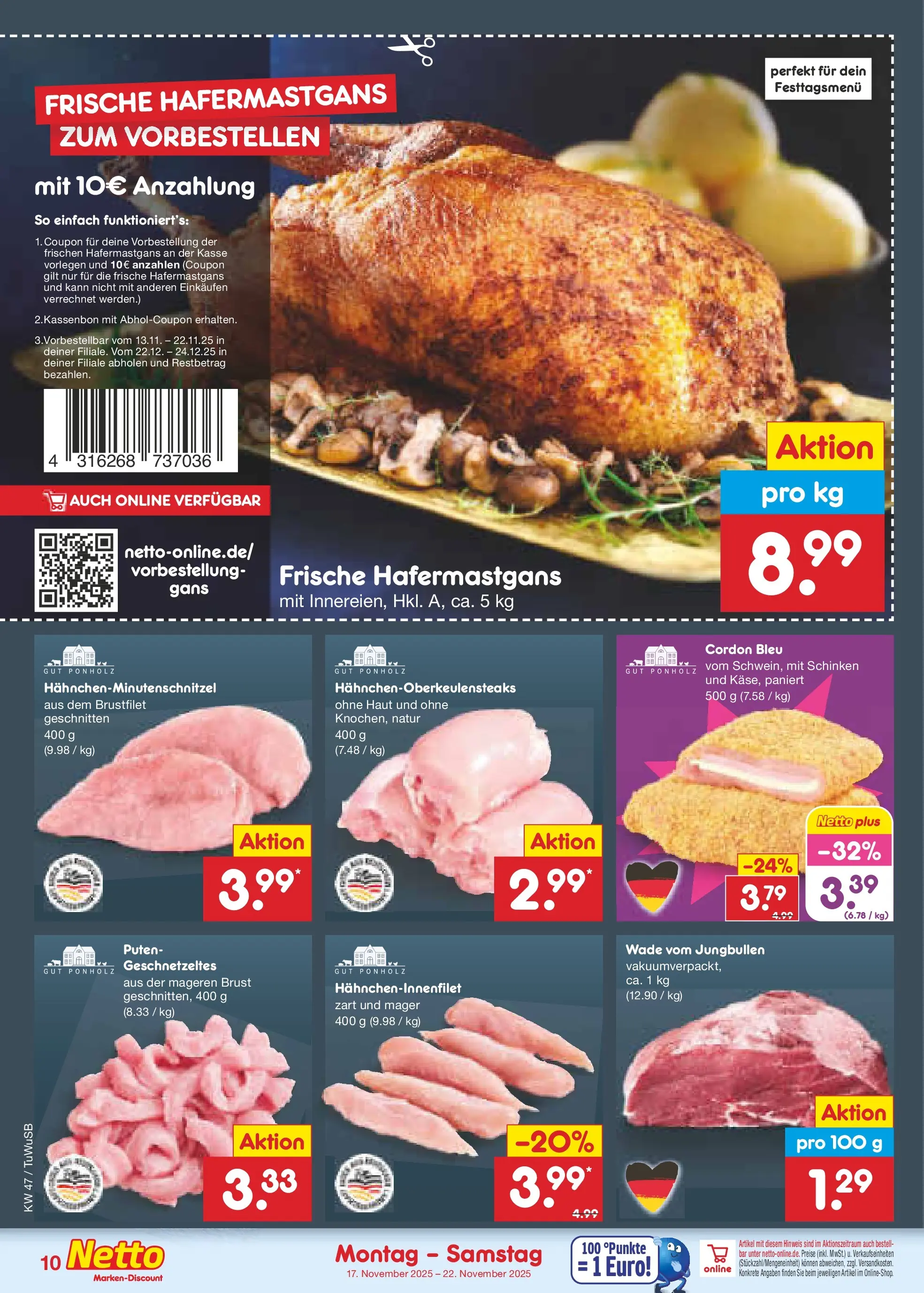 Netto Marken-Discount prospekt Calw-Stammheim	 (ab 17.11.2025) » Angebote | Seite: 10 | Produkte: Schinken