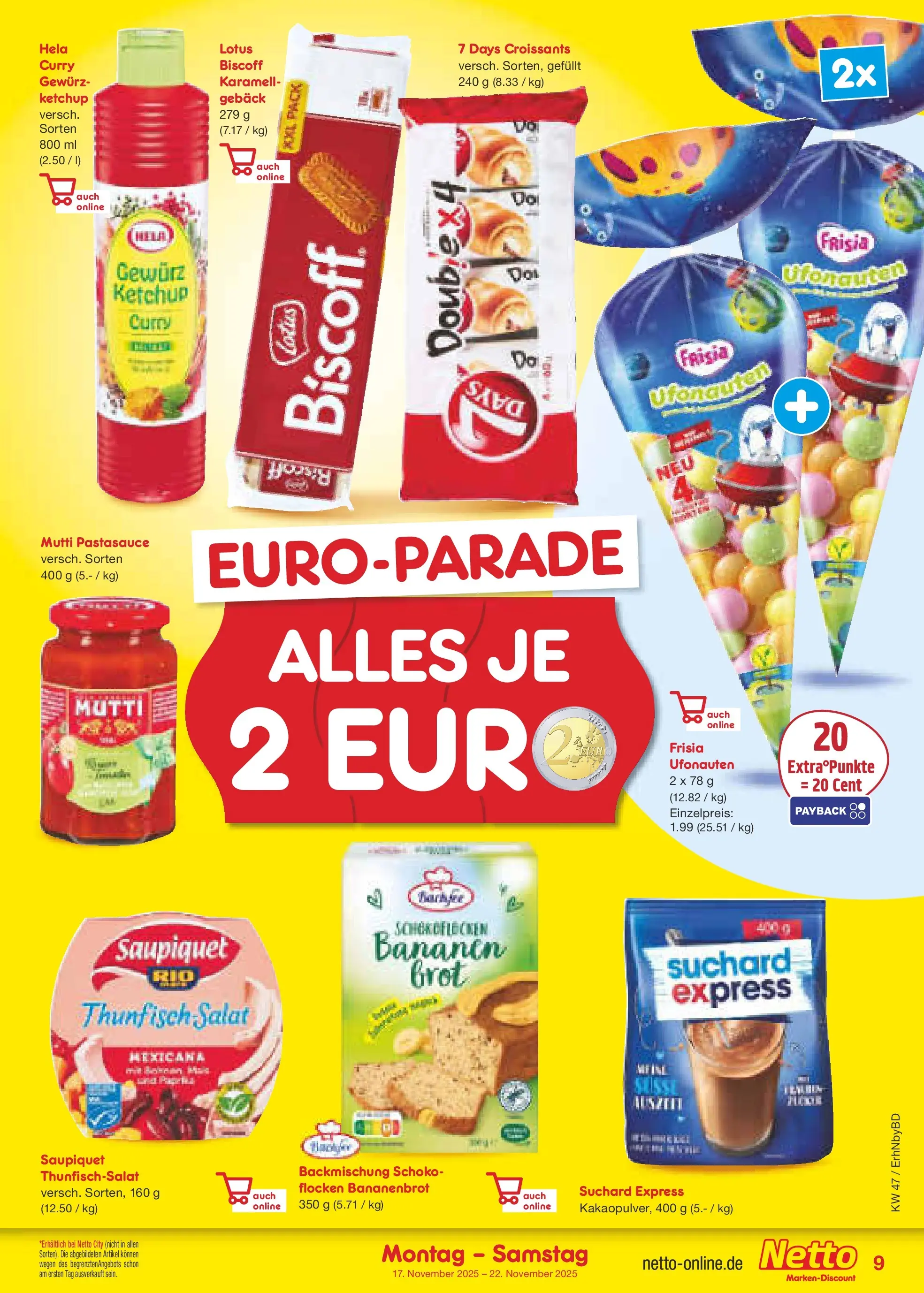 Netto Marken-Discount prospekt Ergolding	 (ab 17.11.2025) » Angebote | Seite: 9 | Produkte: Thunfisch, Bananen, Flocken, Salat