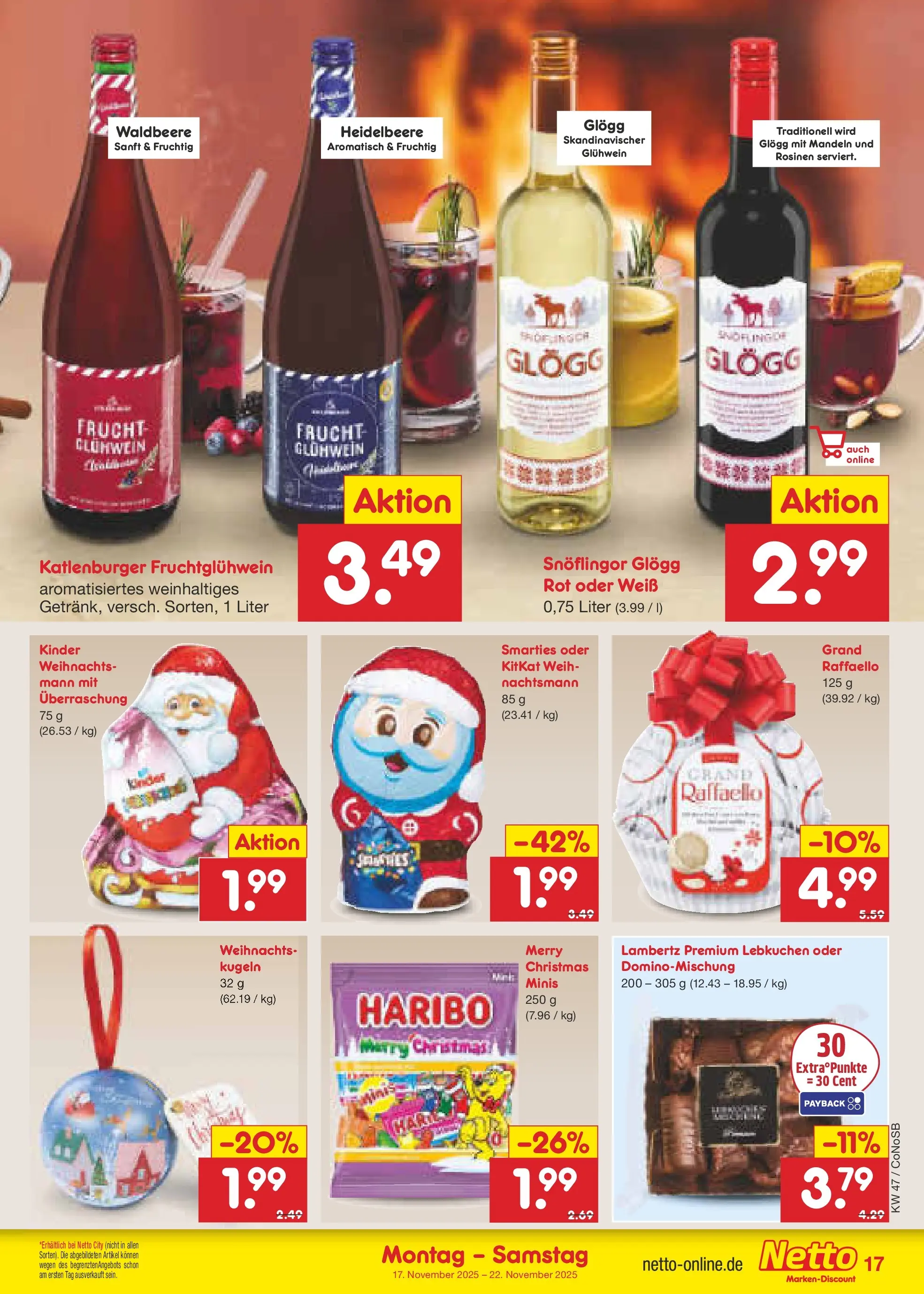 Netto Marken-Discount prospekt Kloster Lehnin (ab 16.11.2025) » Angebote | Seite: 19 | Produkte: Haribo, Smarties, Mandeln, Rosinen Netto Marken-Discount prospekt Kloster Lehnin (ab 16.11.2025) » Angebote | Seite: 19 | Produkte: Haribo, Smarties, Mandeln, Rosinen