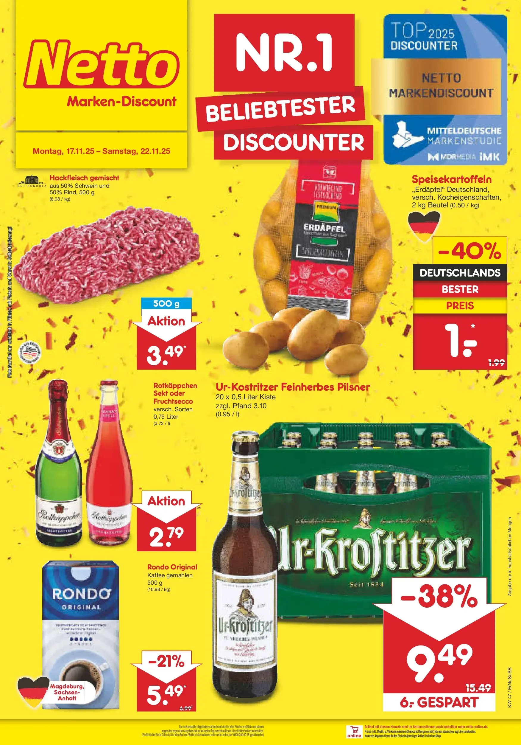 Netto Marken-Discount prospekt Nordhausen	 (ab 16.11.2025) » Angebote | Seite: 49 | Produkte: Sekt, Fruchtsecco, Rotkäppchen, Hackfleisch