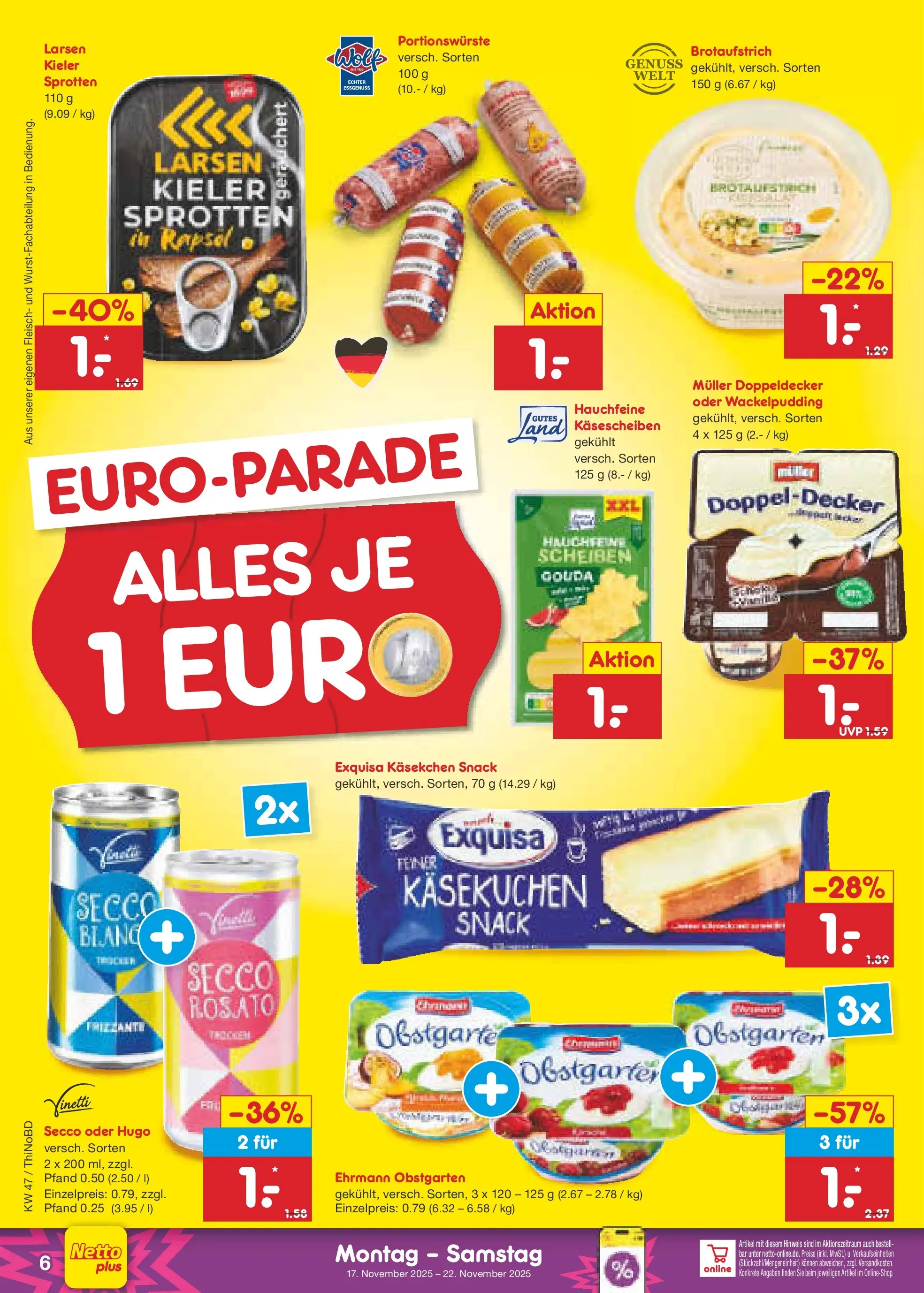 Netto Marken-Discount prospekt Herzberg	 (ab 17.11.2025) » Angebote | Seite: 6 | Produkte: Rapsöl, Exquisa, Hugo, Fleisch