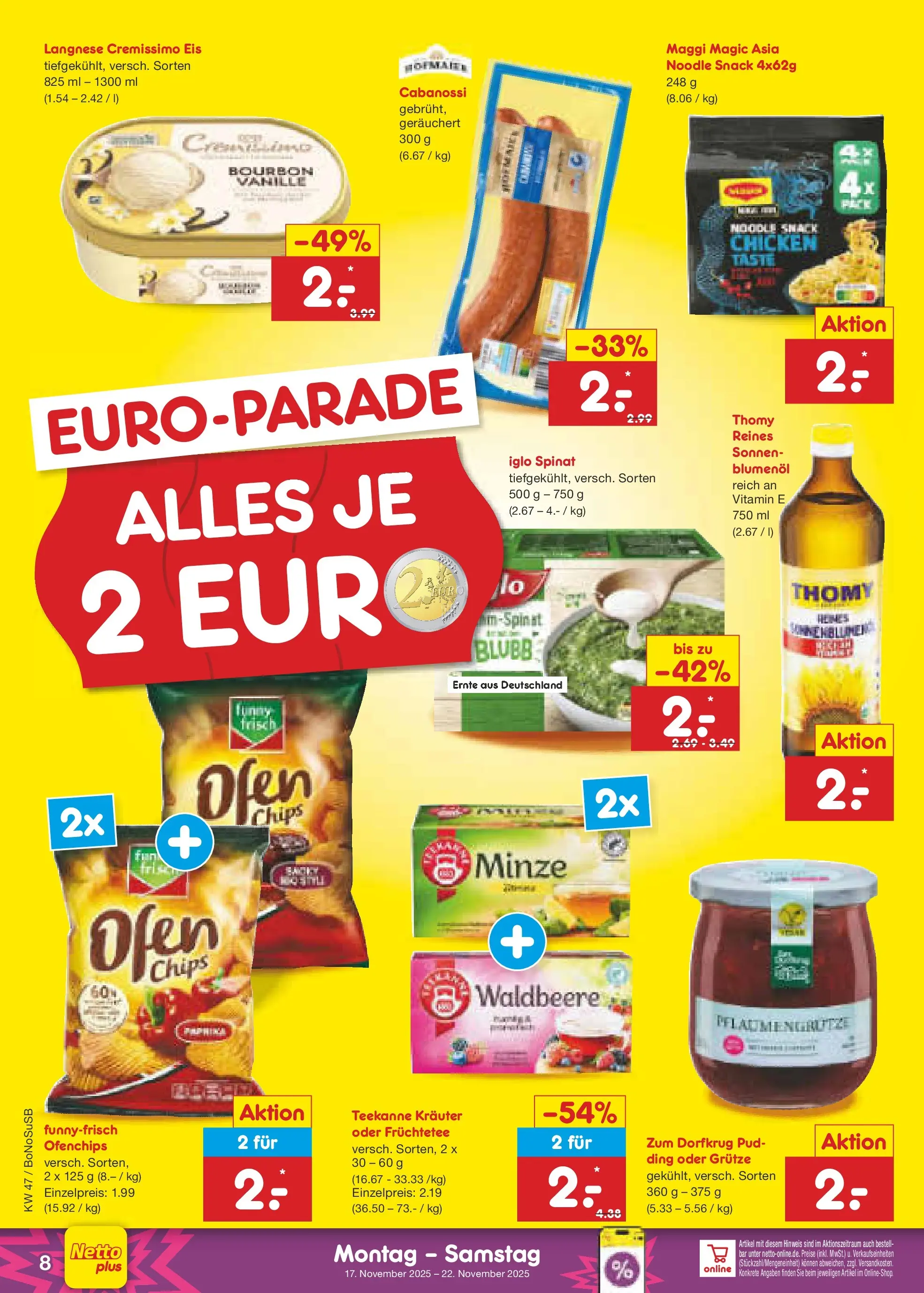 Netto Marken-Discount prospekt Stadtlohn	 (ab 17.11.2025) » Angebote | Seite: 8 | Produkte: Ofen, Langnese, Langnese cremissimo, Maggi