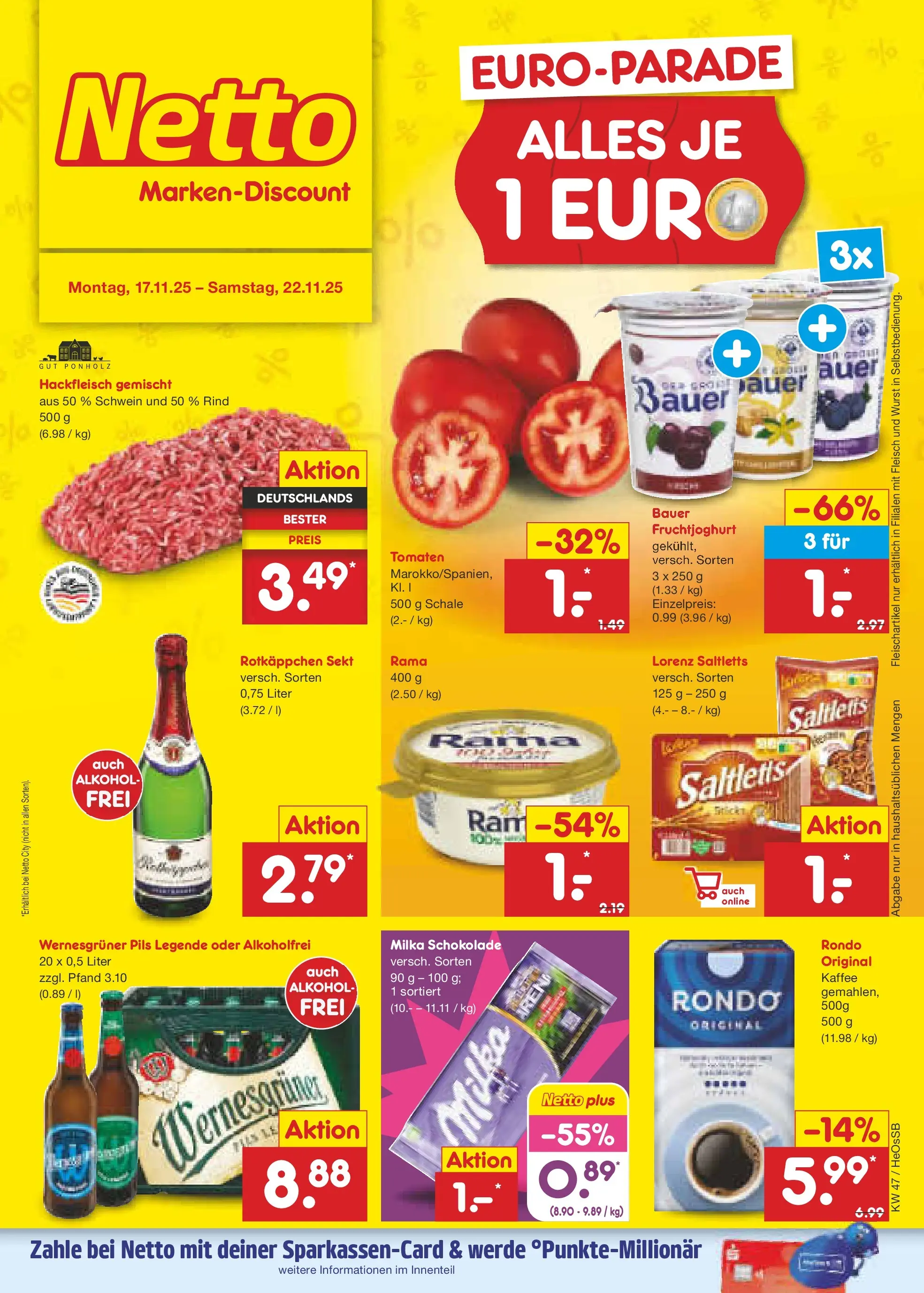 Netto Marken-Discount prospekt Kröpelin	 (ab 17.11.2025) » Angebote | Seite: 1 | Produkte: Rotkappchen sekt, Kaffee, Milka schokolade, Fleisch