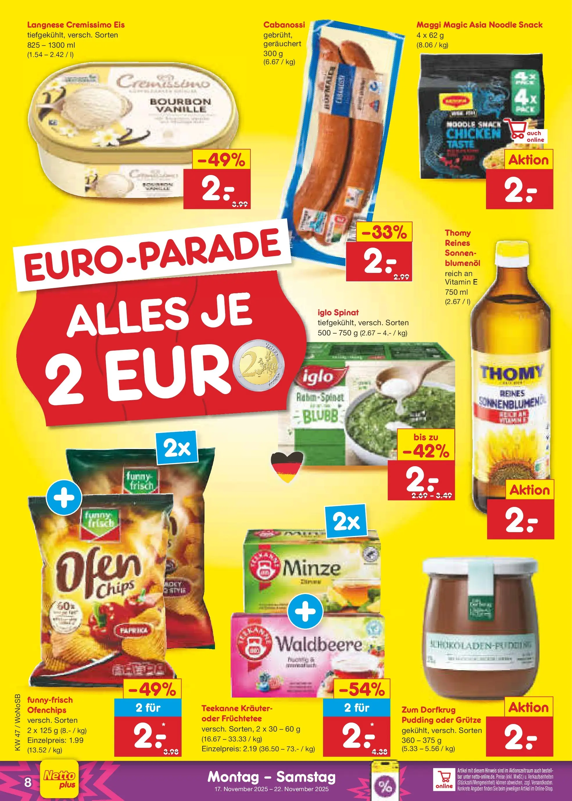 Netto Marken-Discount prospekt Lahnau	 (ab 16.11.2025) » Angebote | Seite: 8 | Produkte: Cremissimo, Maggi, Teekanne, Bourbon