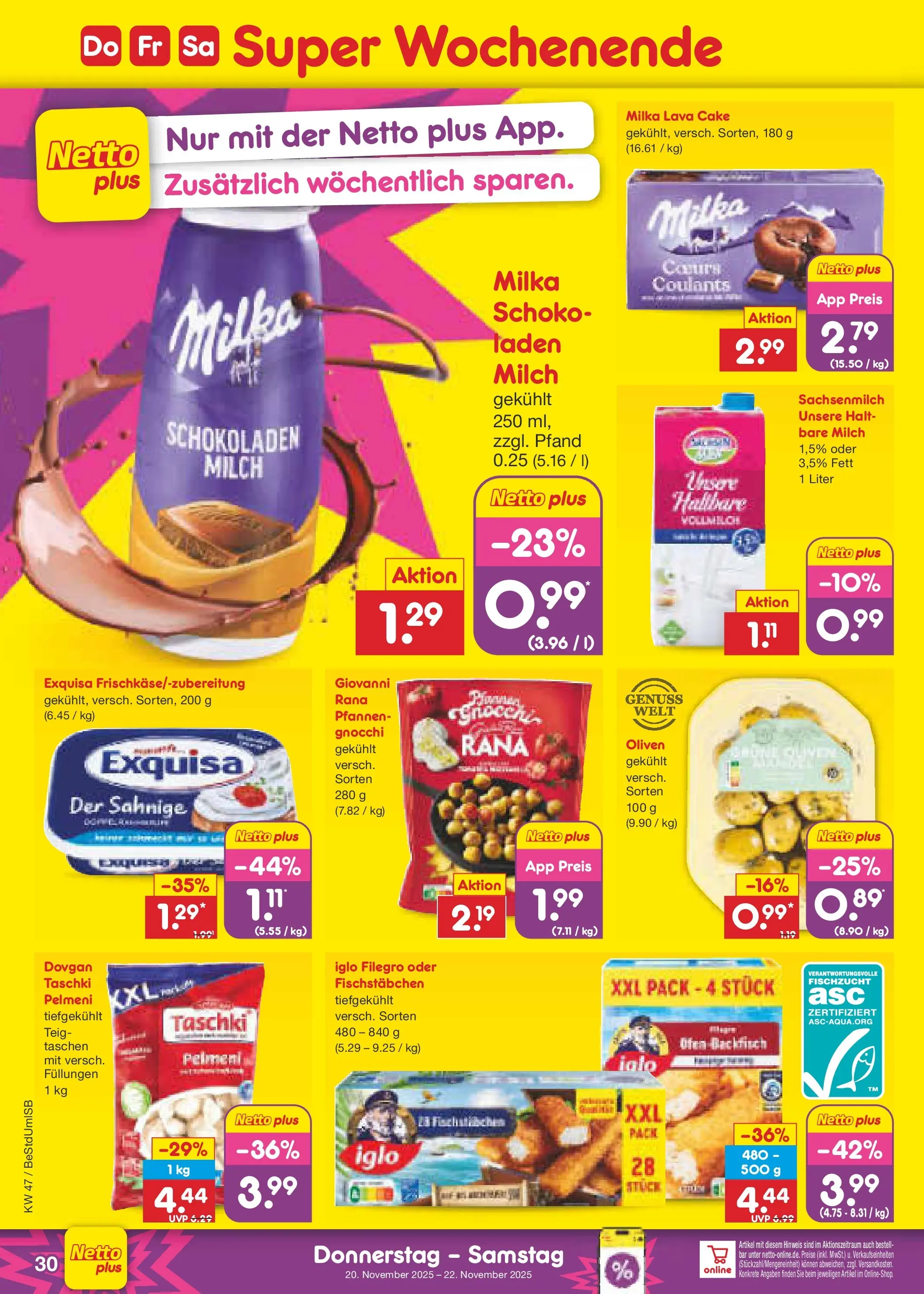 Netto Marken-Discount prospekt Berlin-Spandau	 (ab 16.11.2025) » Angebote | Seite: 38 | Produkte: Milch, Iglo, Milka, Exquisa