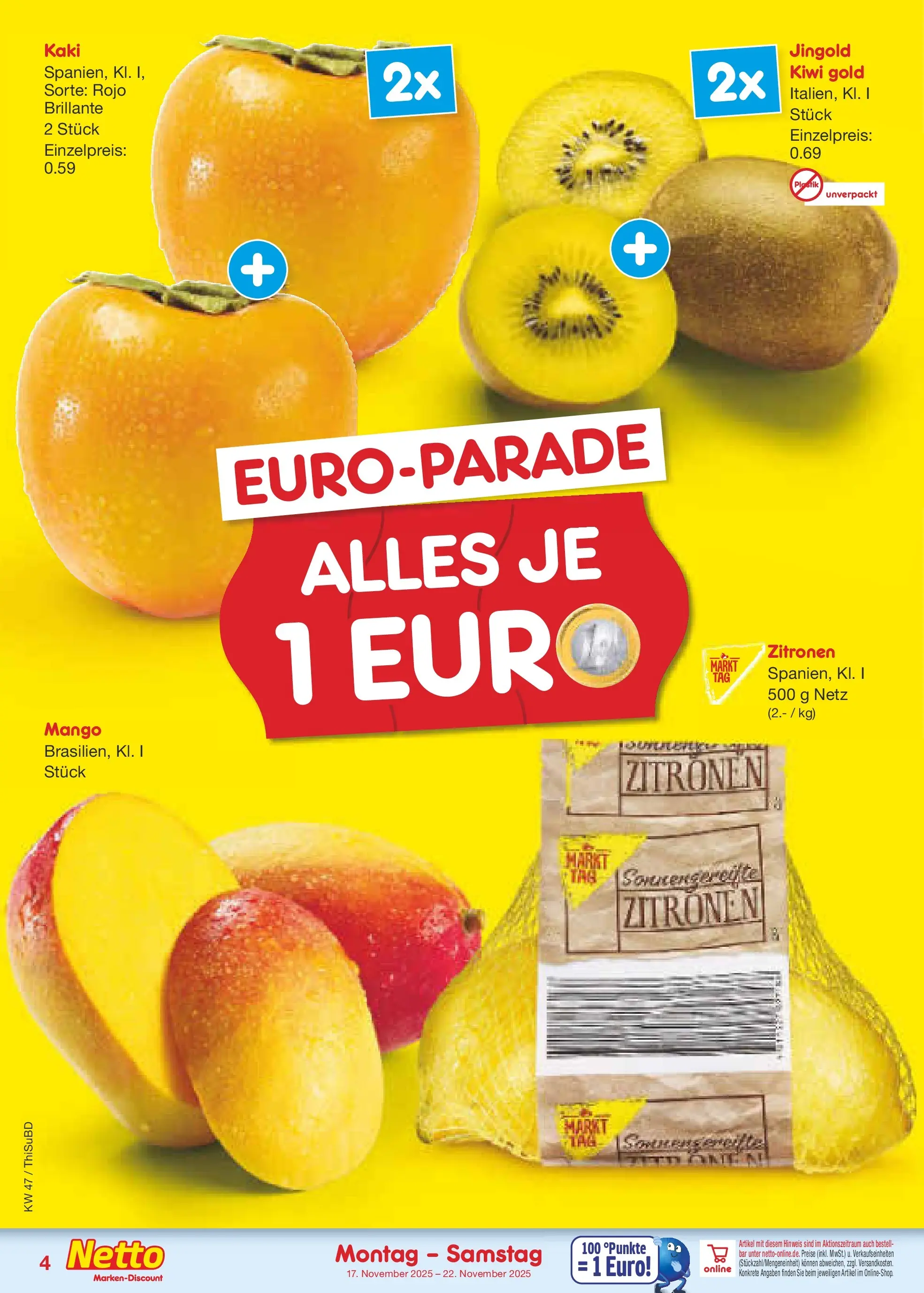 Netto Marken-Discount prospekt Thiendorf	 (ab 16.11.2025) » Angebote | Seite: 4 | Produkte: Mango, Kaki, Kiwi, Zitronen