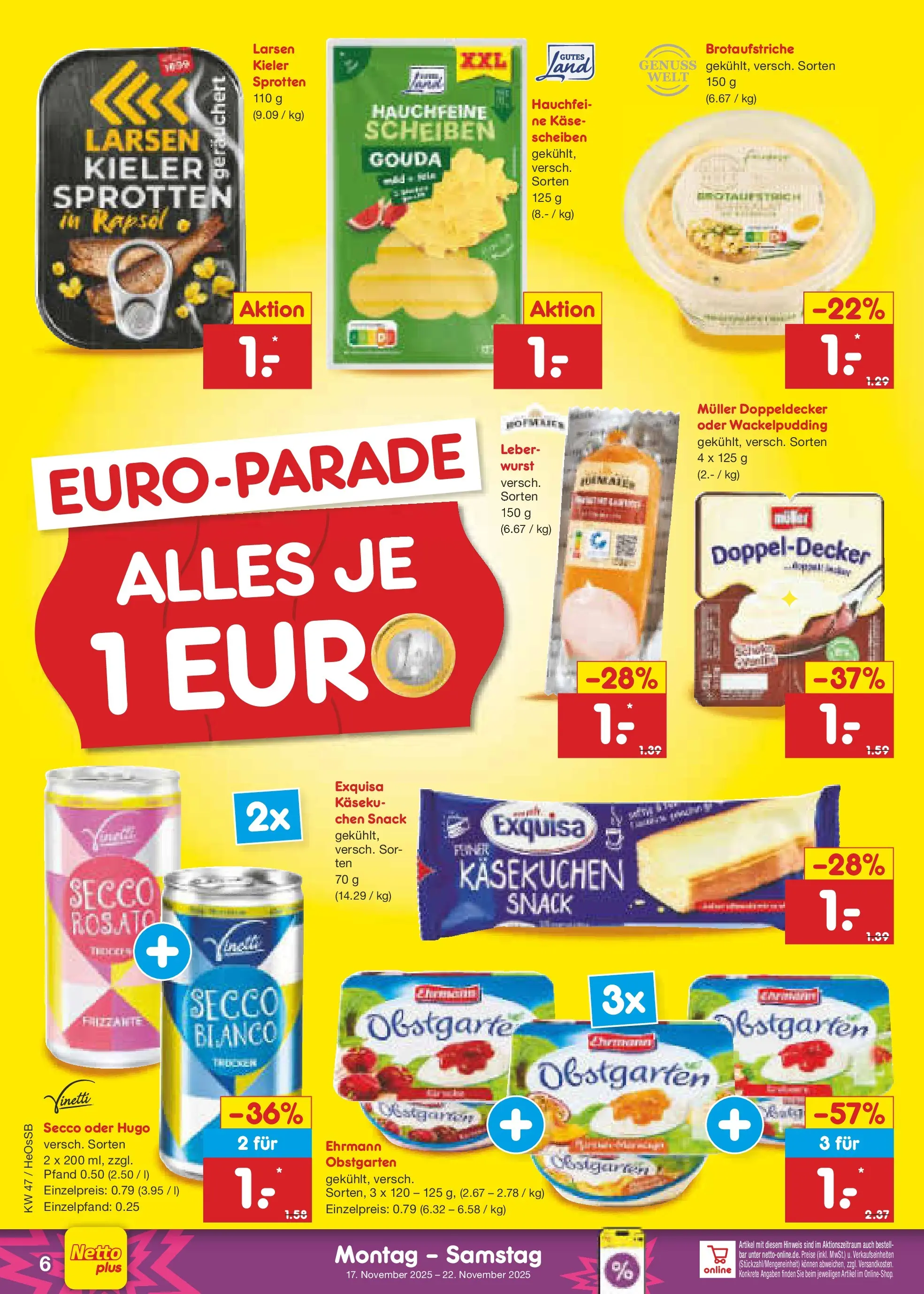 Netto Marken-Discount prospekt Kröpelin	 (ab 17.11.2025) » Angebote | Seite: 6 | Produkte: Rapsöl, Gouda, Exquisa, Wurst