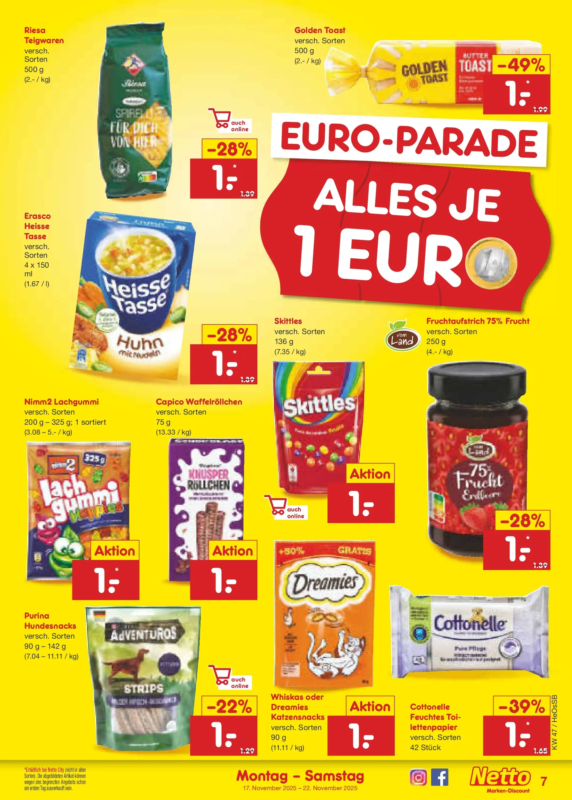 Netto Marken-Discount prospekt Kröpelin	 (ab 17.11.2025) » Angebote | Seite: 7 | Produkte: Toast, Erasco, Whiskas