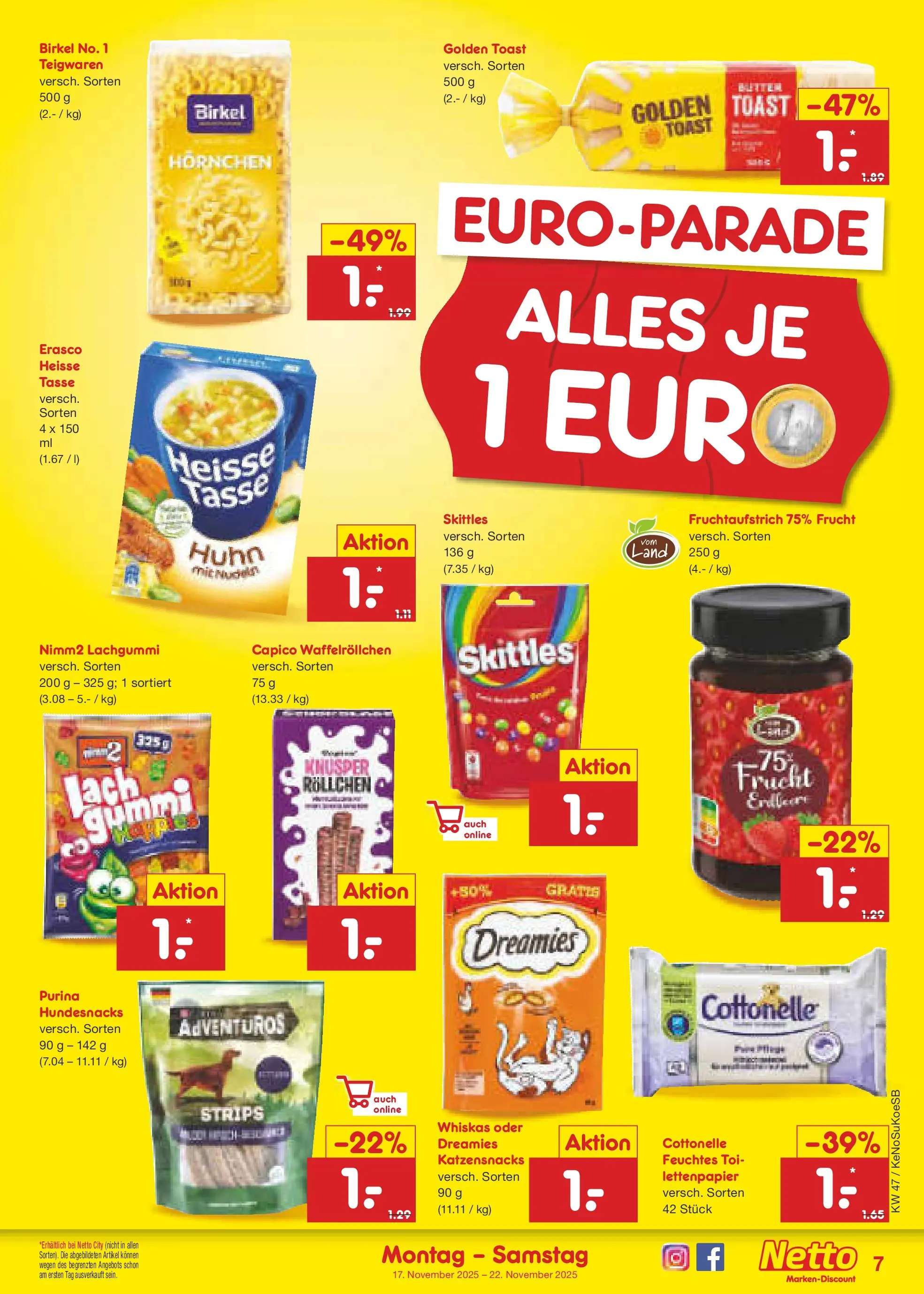 Netto Marken-Discount prospekt Kruft	 (ab 16.11.2025) » Angebote | Seite: 7 | Produkte: Toast, Erasco, Whiskas