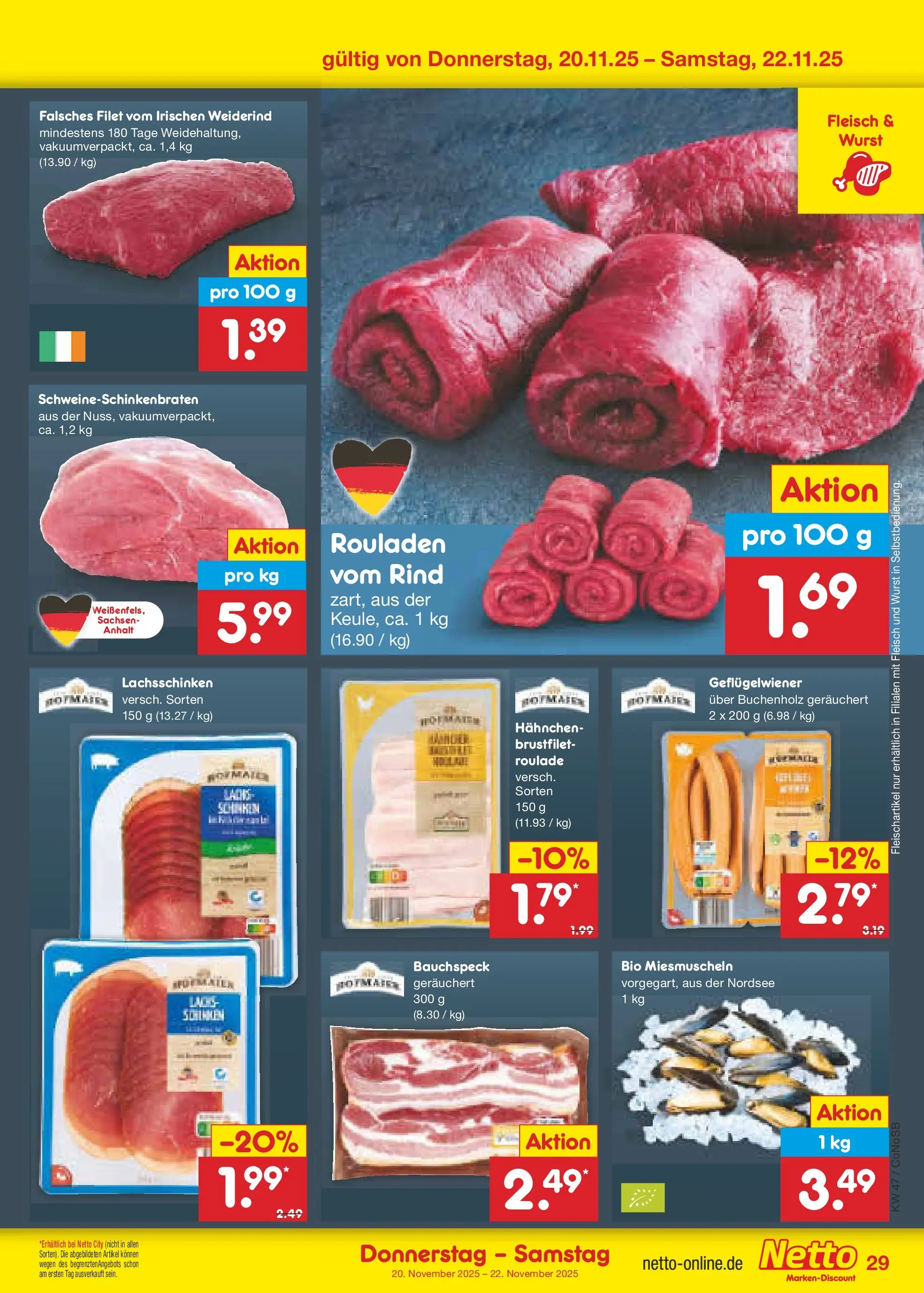 Netto Marken-Discount prospekt Kloster Lehnin (ab 16.11.2025) » Angebote | Seite: 37 | Produkte: Hahnchen, Wurst, Fleisch Netto Marken-Discount prospekt Kloster Lehnin (ab 16.11.2025) » Angebote | Seite: 37 | Produkte: Hahnchen, Wurst, Fleisch